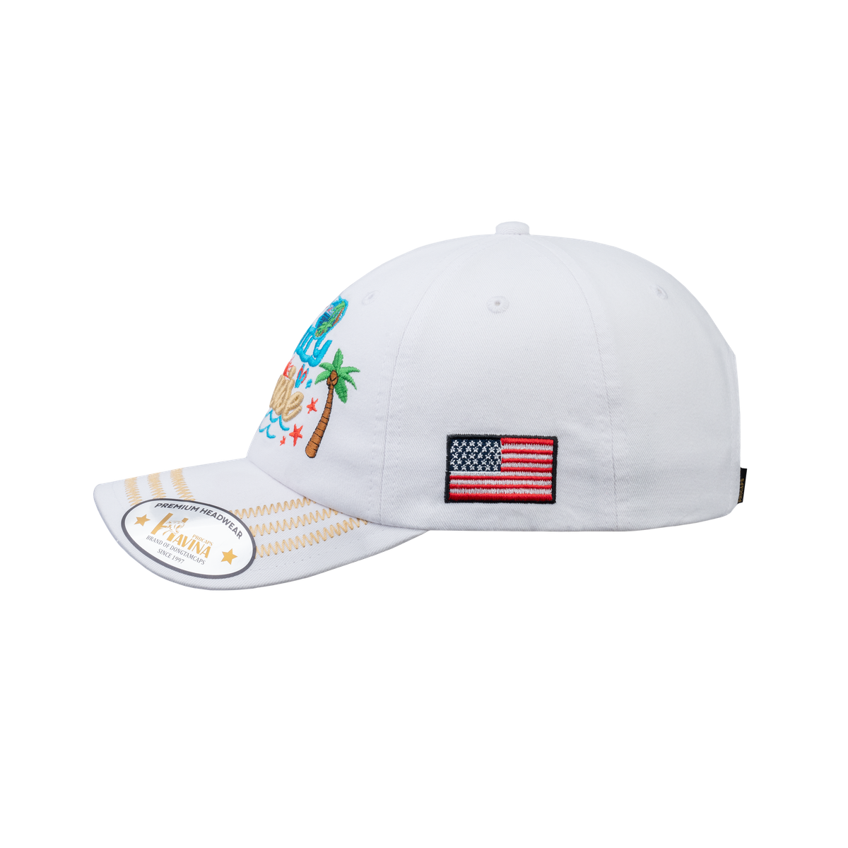 Unisex Embroidered Family Cruise, Traveling, 6-Panel Baseball Cap, White, Zig Zag, Adjustable Fit