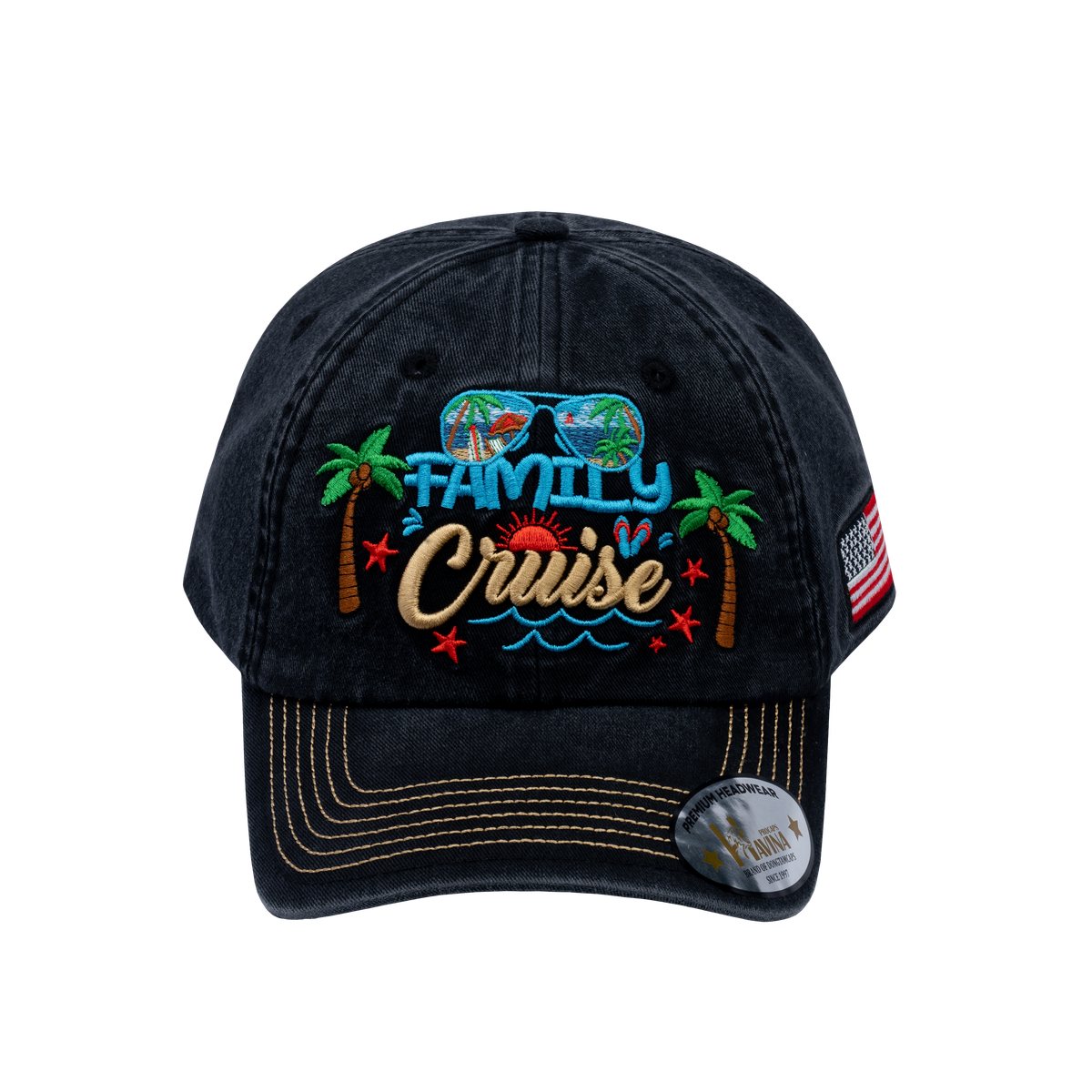 Unisex Embroidered Family Cruise, Traveling, 6-Panel Baseball Cap, Black, Classic, Adjustable Fit