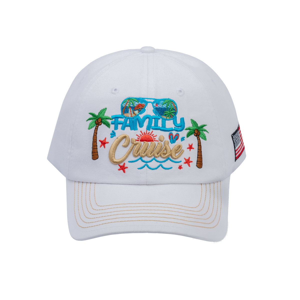 Unisex Embroidered Family Cruise, Traveling, 6-Panel Baseball Cap, White, Classic, Adjustable Fit