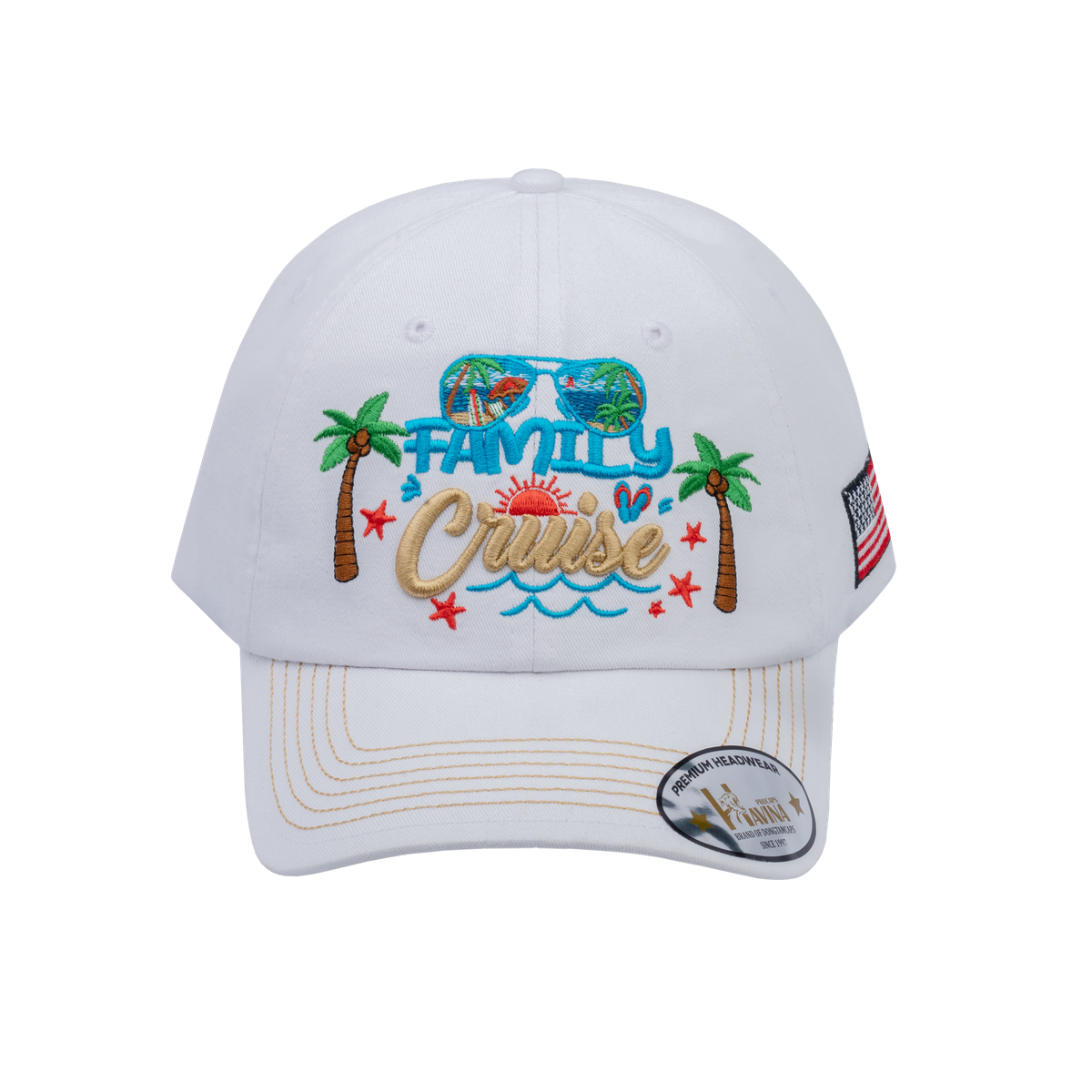Unisex Embroidered Family Cruise, Traveling, 6-Panel Baseball Cap, White, Classic, Adjustable Fit