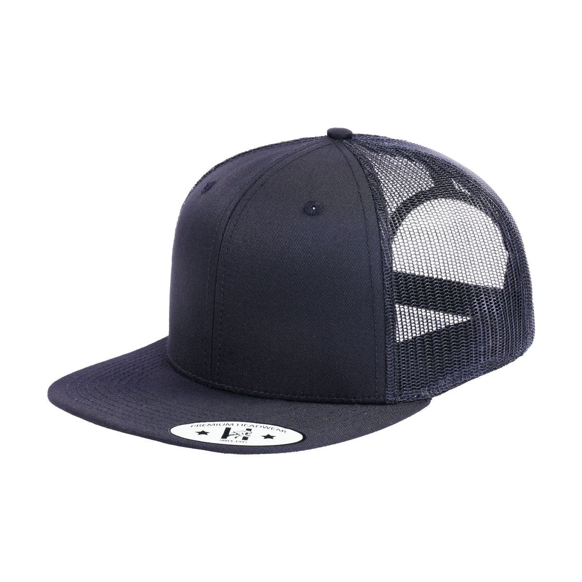 Blank 6-Panel Snapback Flat Bill Trucker Hat