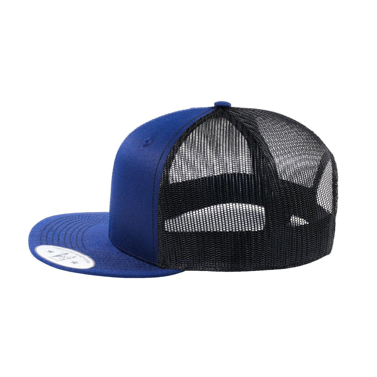 Blank - 6 Panel Snapback Flat Bill Trucker Hat - Navy