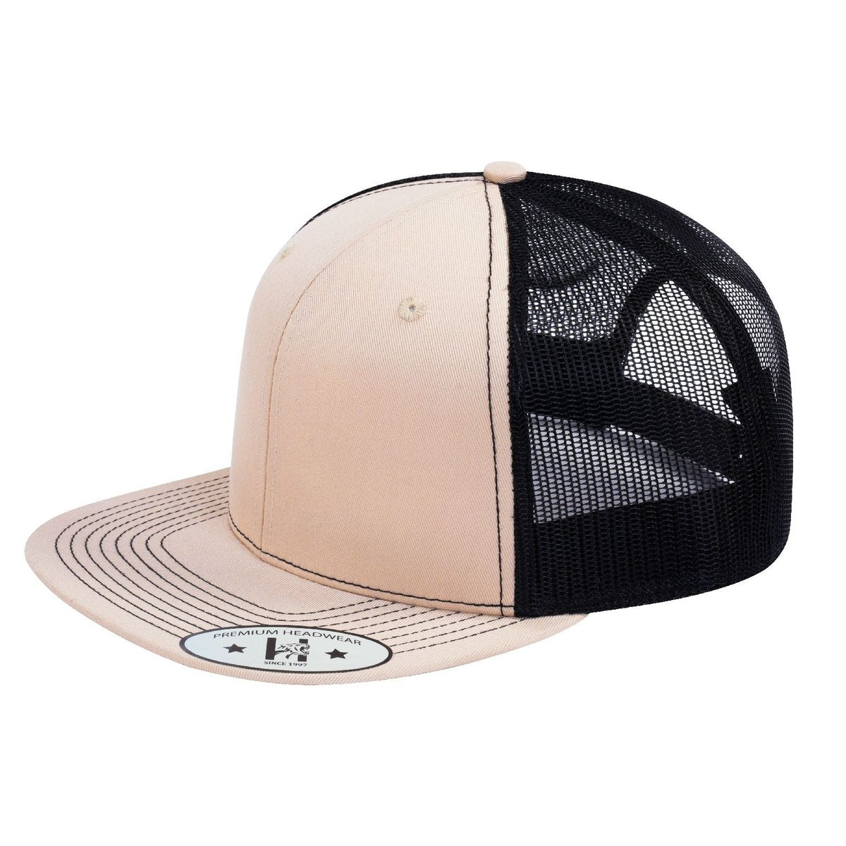 Blank 6-Panel Snapback Flat Bill Trucker Hat
