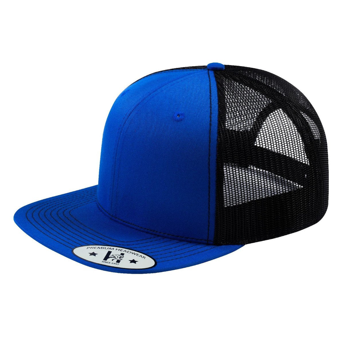 Blank 6-Panel Snapback Flat Bill Trucker Hat