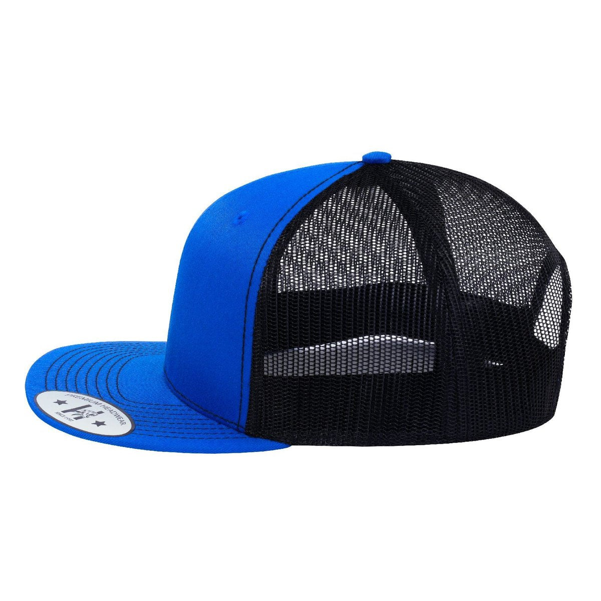 Blank - 6 Panel Snapback Flat Bill Trucker Hat - Royal Blue