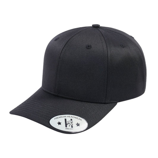 Blank 6-Panel Baseball Cap with Black front and Black back