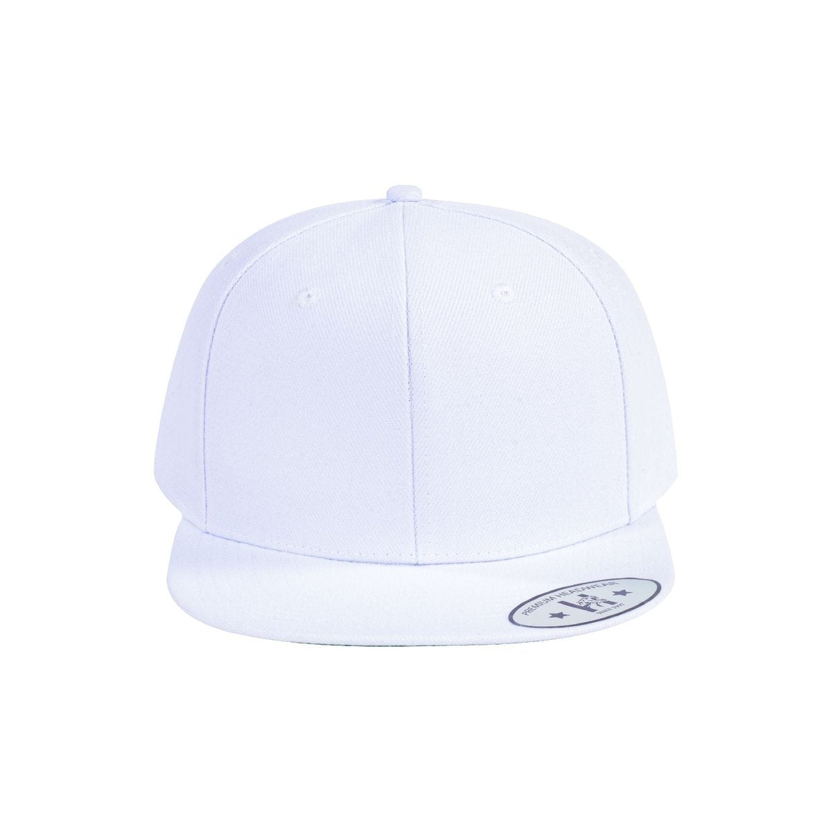 Blank - 6 Panel Snapback Flat Bill Baseball Cap - White