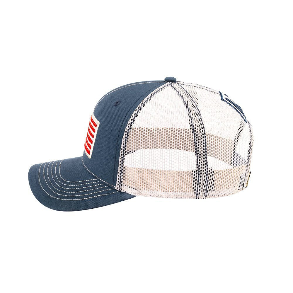 Unisex Embroidered The Us Flag, 6-Panel Trucker Hat, Navy/Beige, Classic, Adjustable Fit