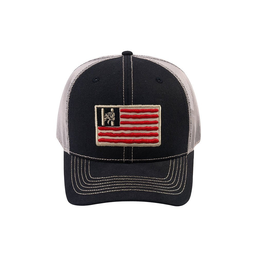 Unisex Embroidered The Us Flag, 6-Panel Trucker Hat, Black/Beige, Classic, Adjustable Fit