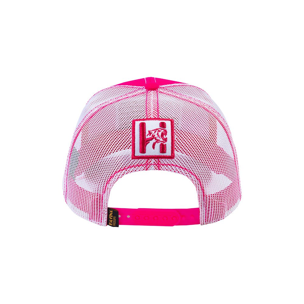 Unisex Embroidered The Us Flag, 6-Panel Trucker Hat, Pink/White, Classic, Adjustable Fit