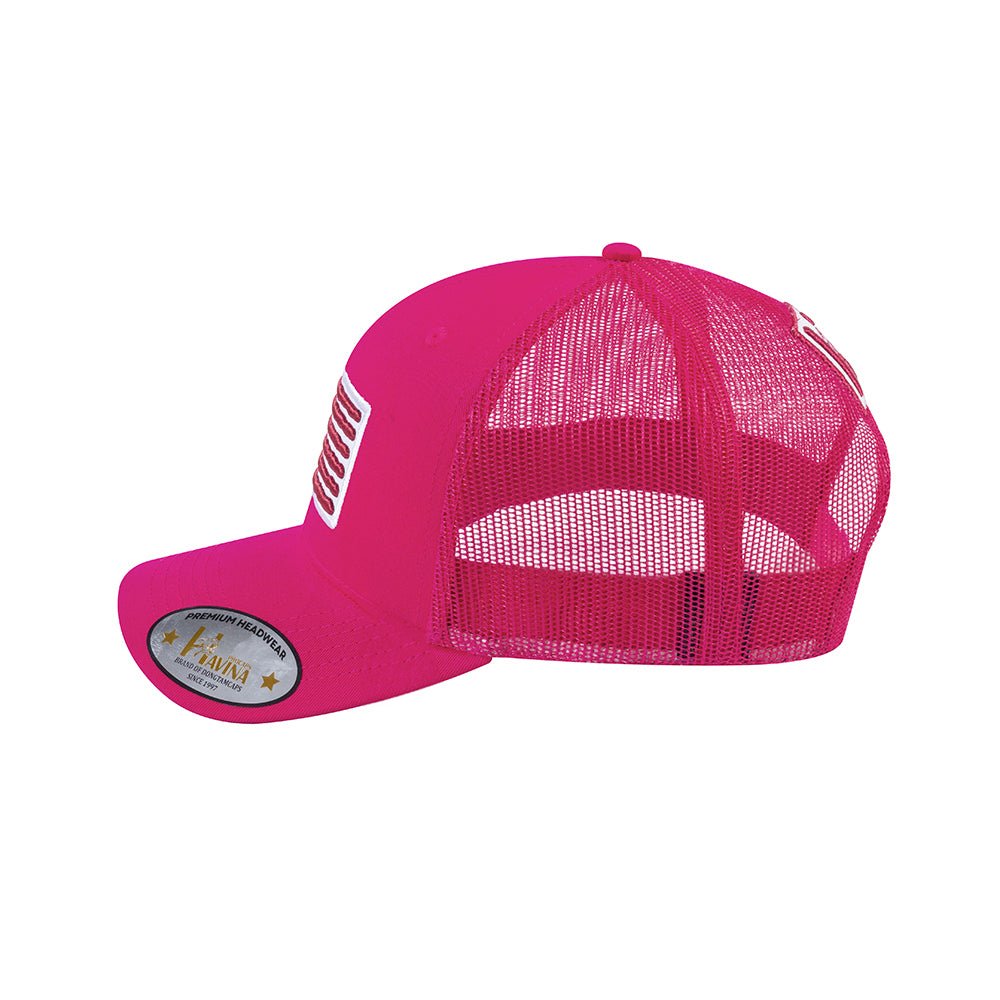 Unisex Embroidered The Us Flag, 6-Panel Trucker Hat, Pink/Pink, Classic, Adjustable Fit