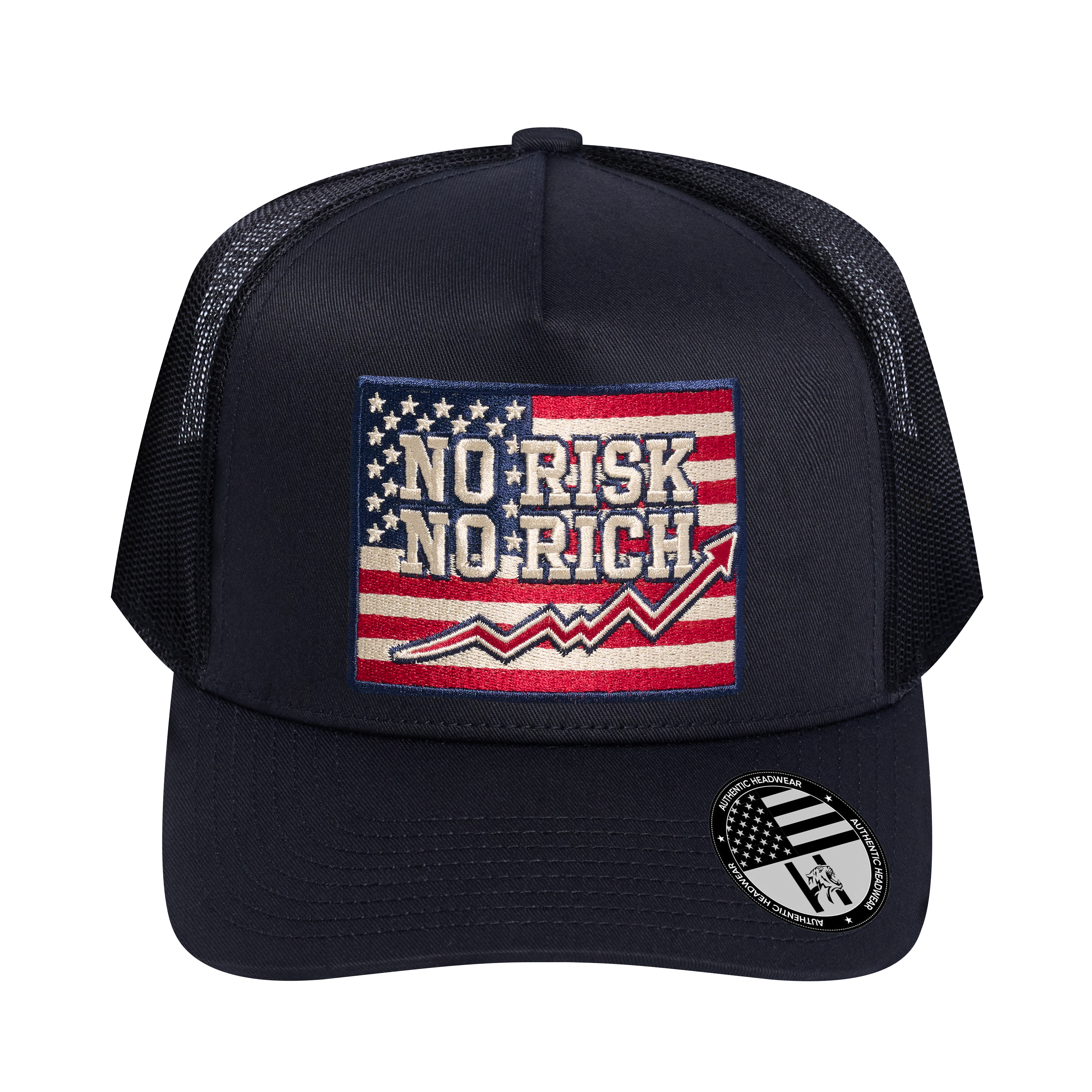 No Risk No Rich US Flag 5-Panel Trucker Hat