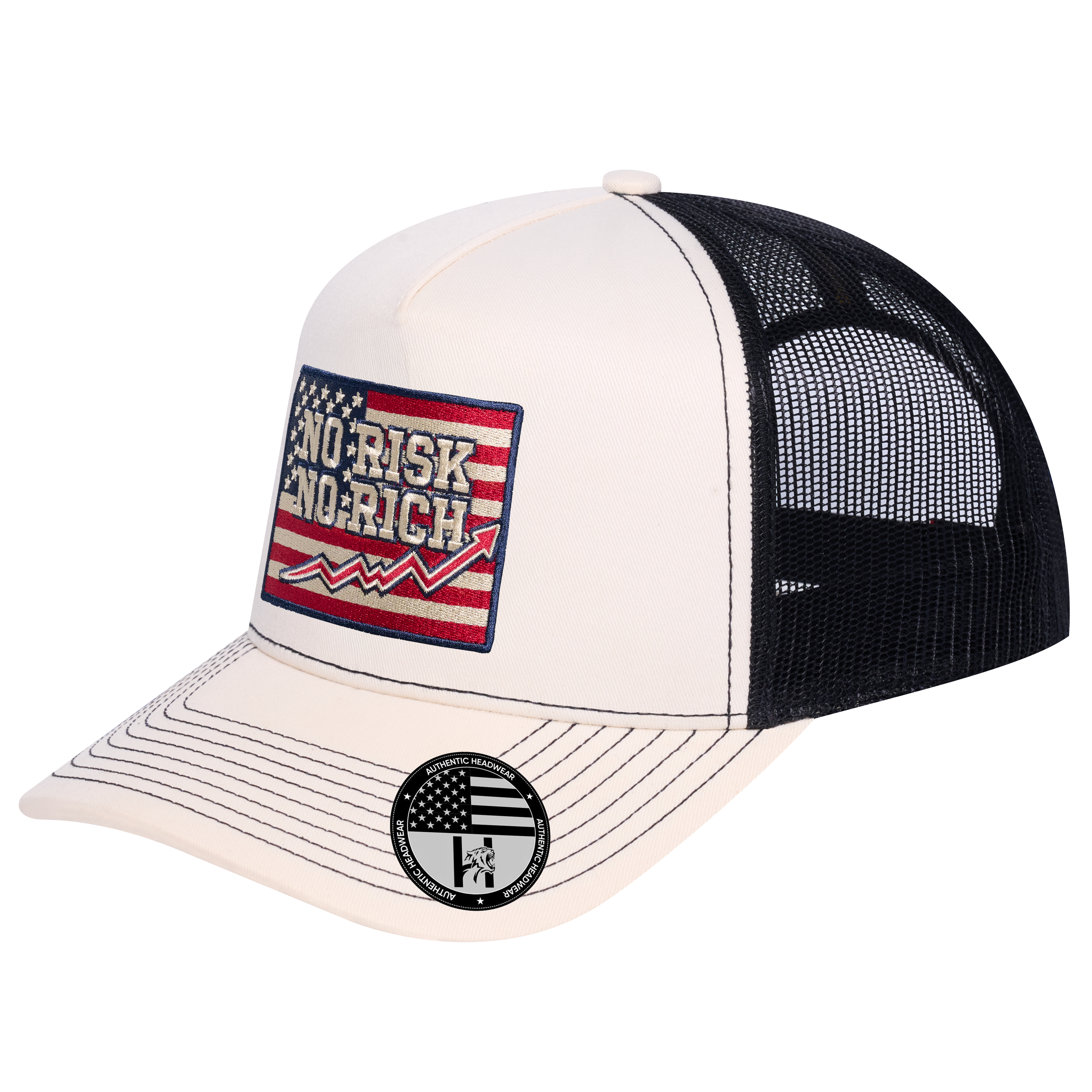 No Risk No Rich US Flag 5-Panel Trucker Hat