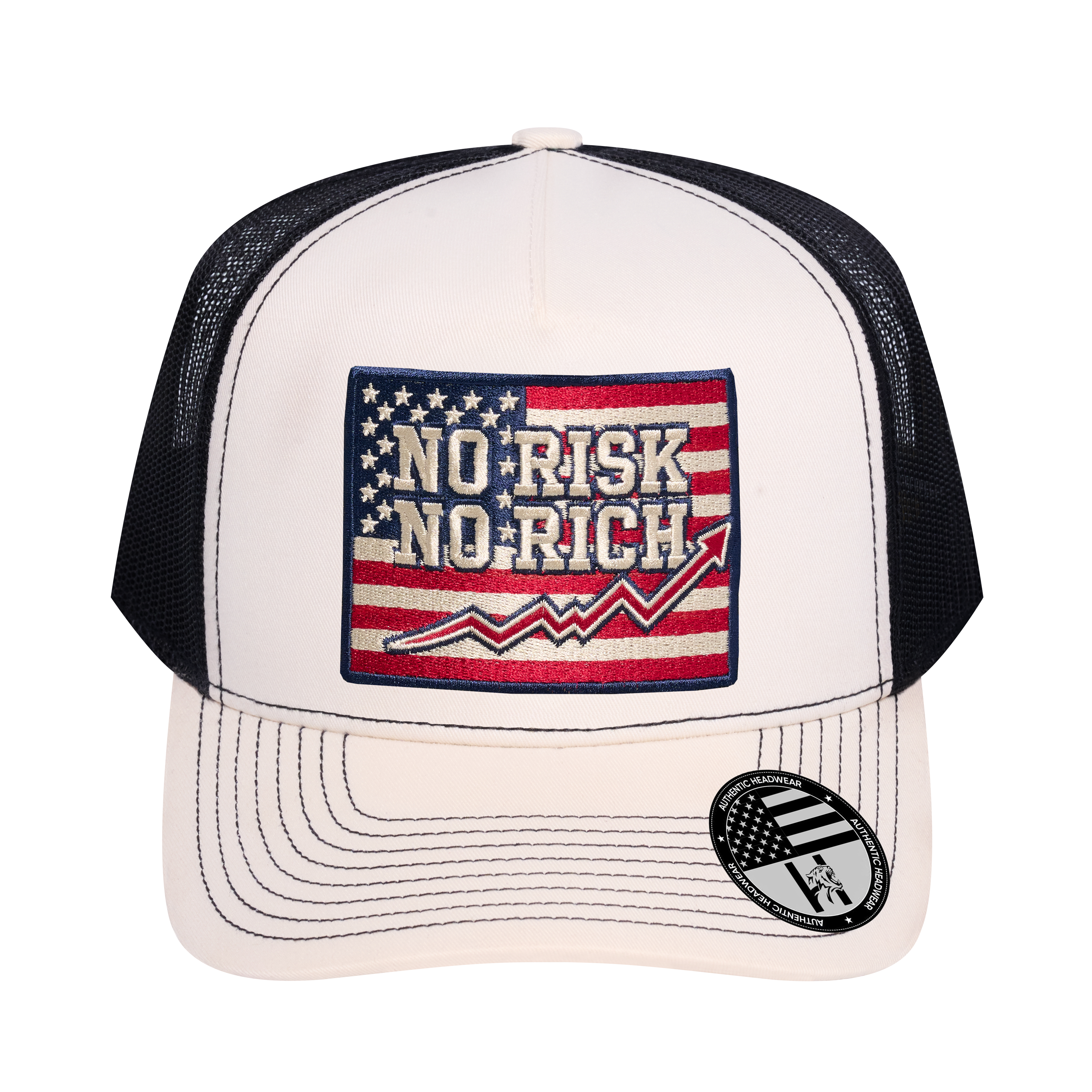 No Risk No Rich US Flag 5-Panel Trucker Hat
