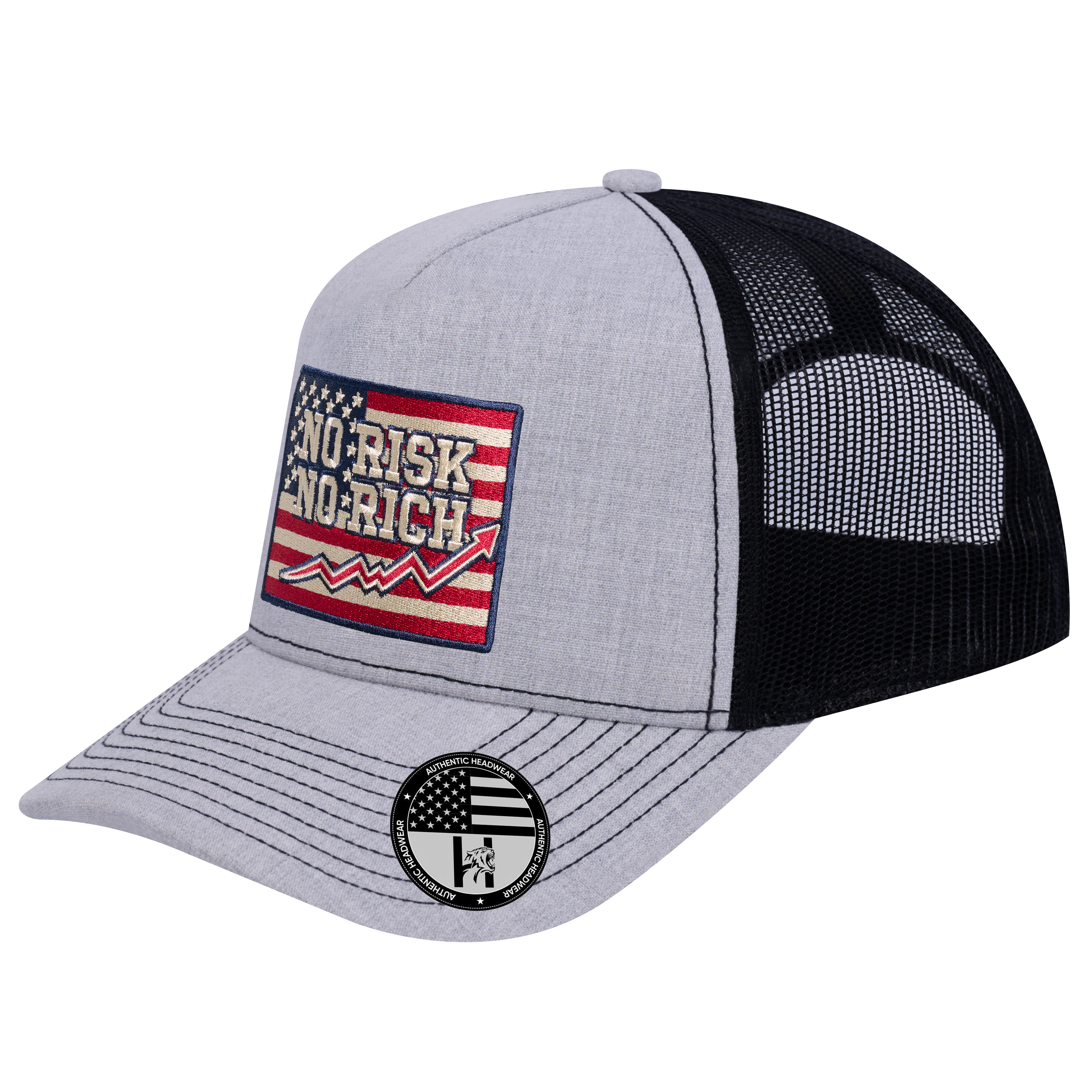 No Risk No Rich US Flag 5-Panel Trucker Hat
