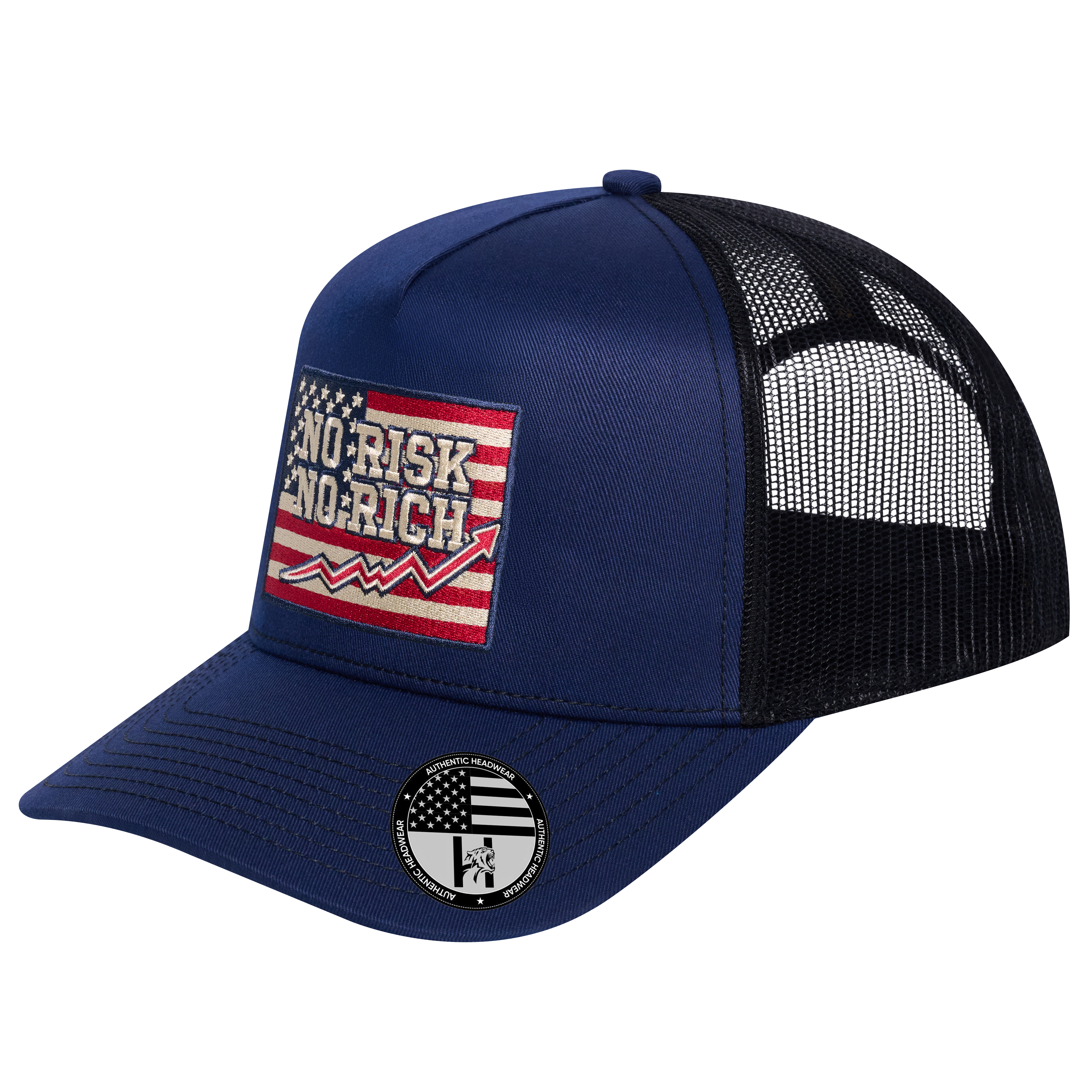 No Risk No Rich US Flag 5-Panel Trucker Hat