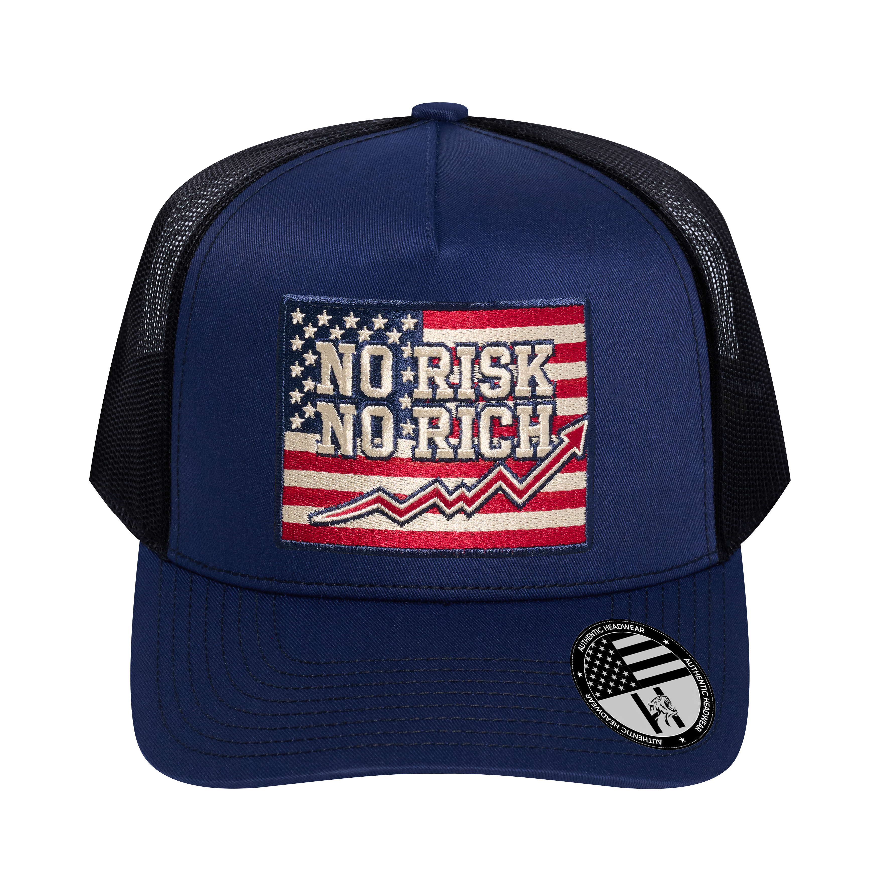 No Risk No Rich US Flag 5-Panel Trucker Hat