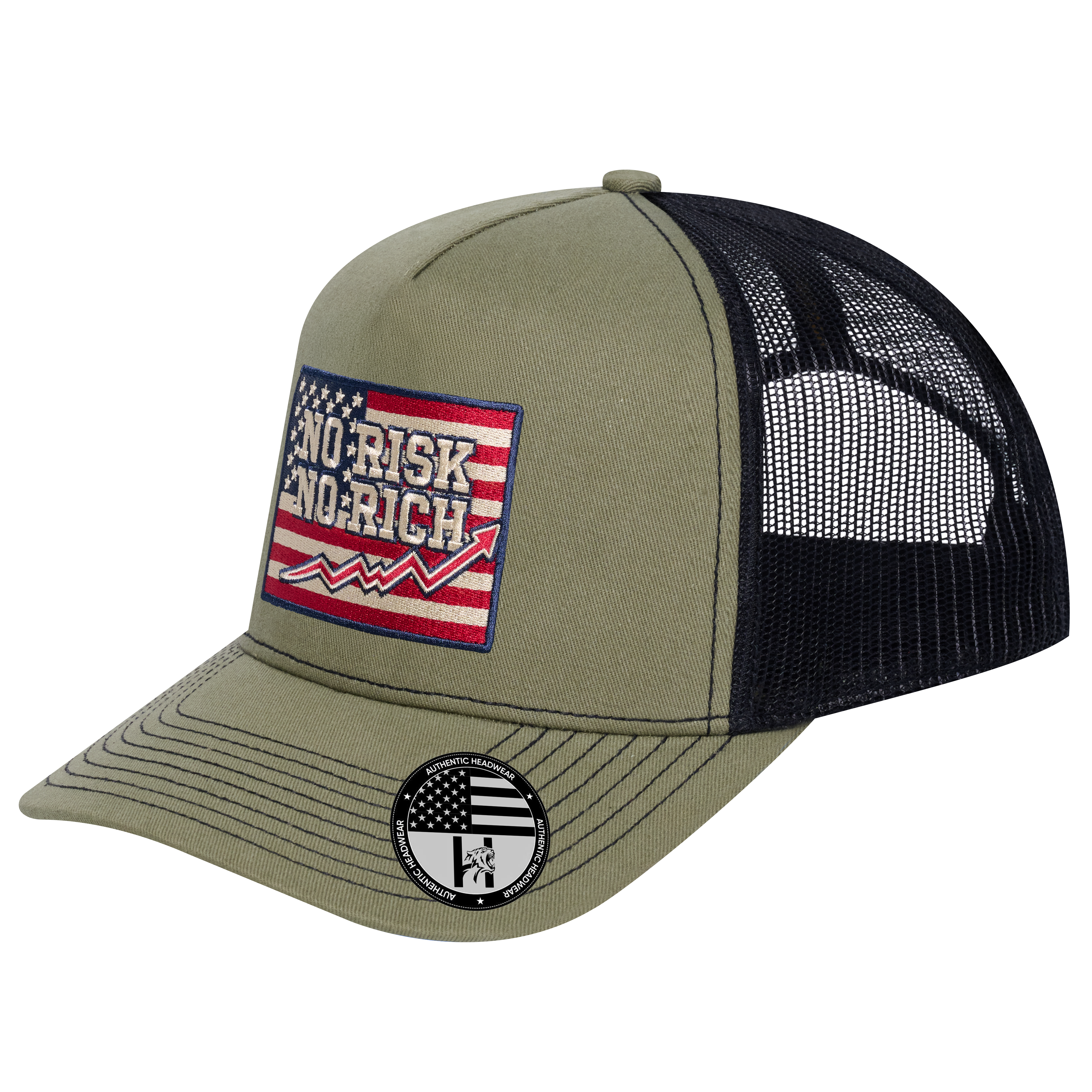 No Risk No Rich US Flag 5-Panel Trucker Hat