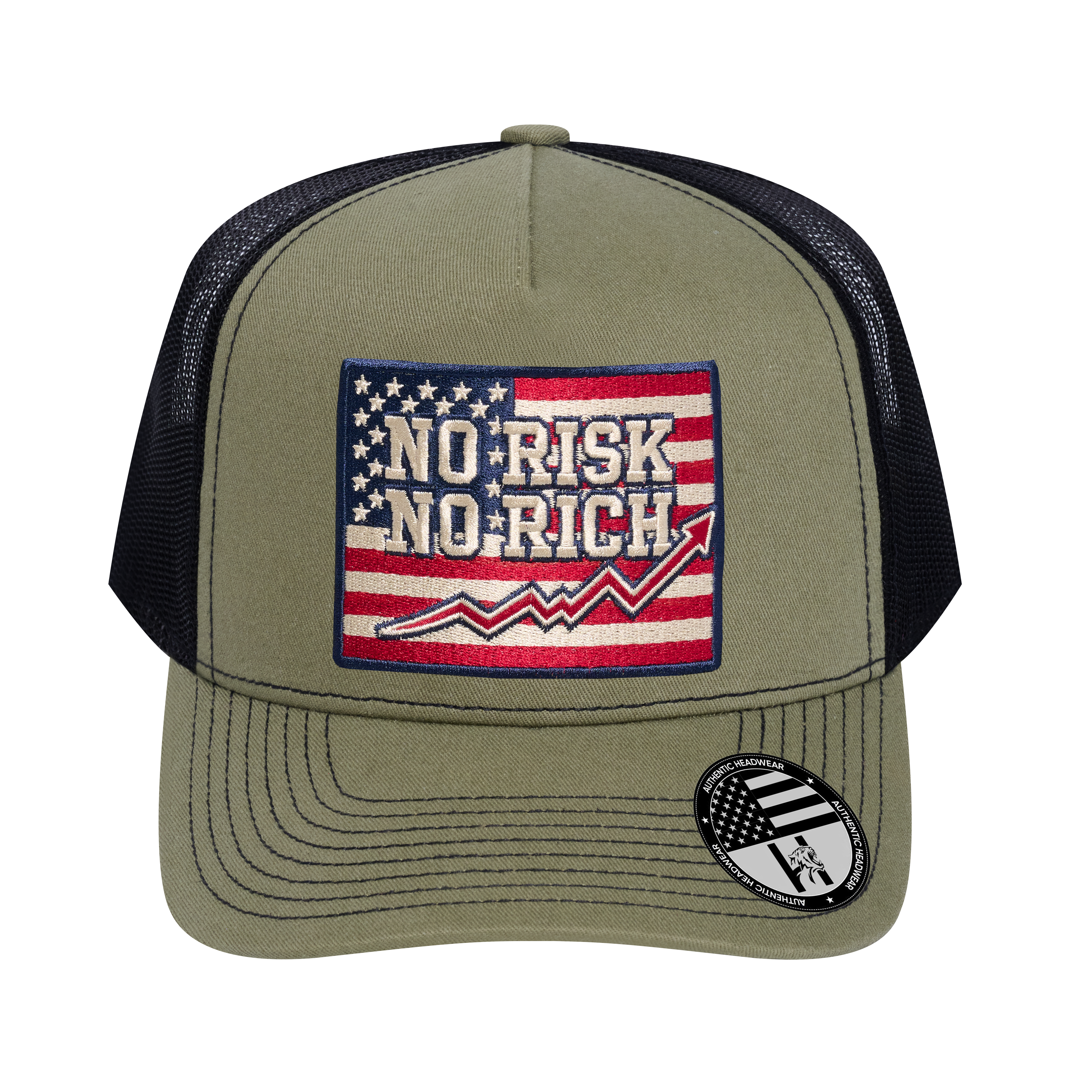 No Risk No Rich US Flag 5-Panel Trucker Hat