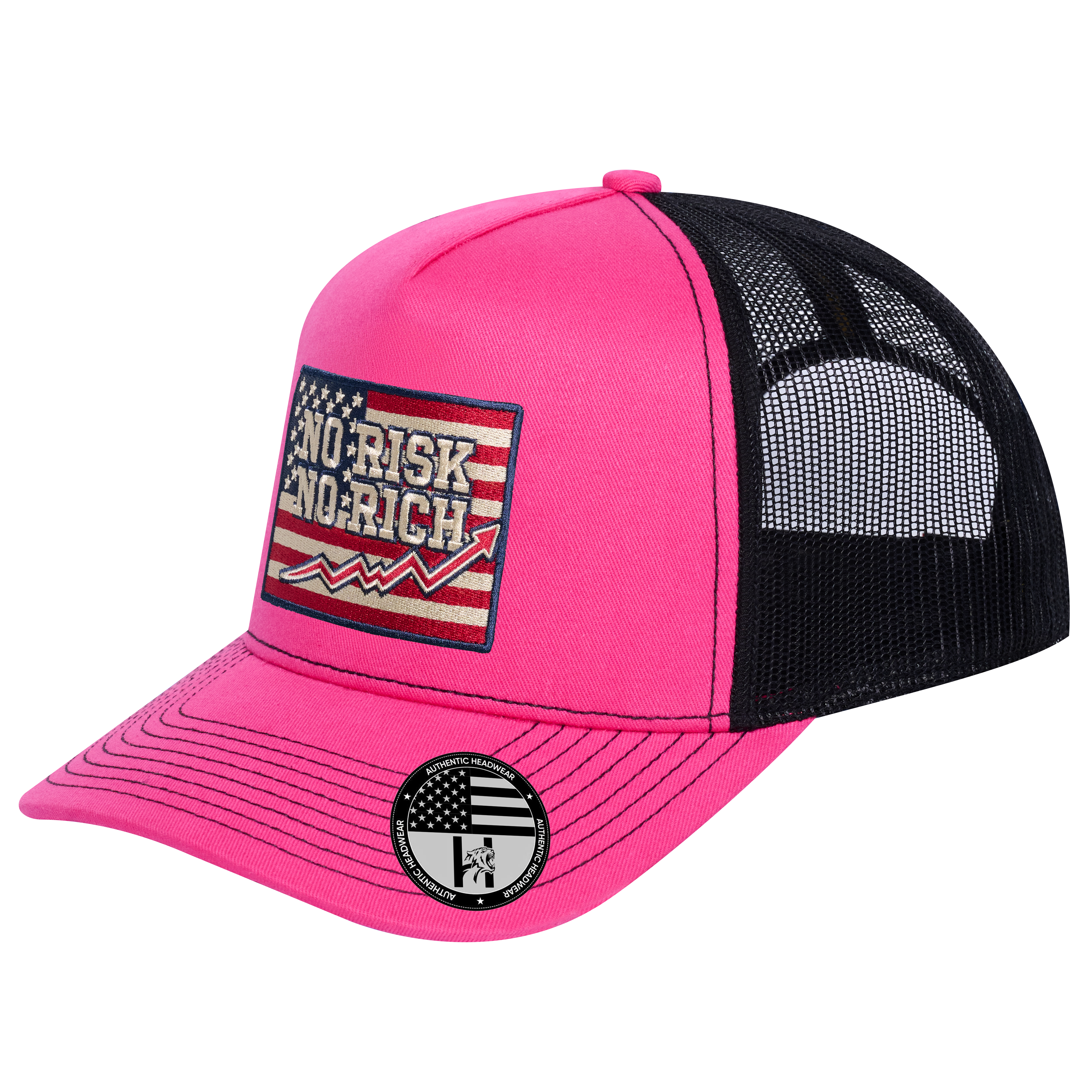 No Risk No Rich US Flag 5-Panel Trucker Hat