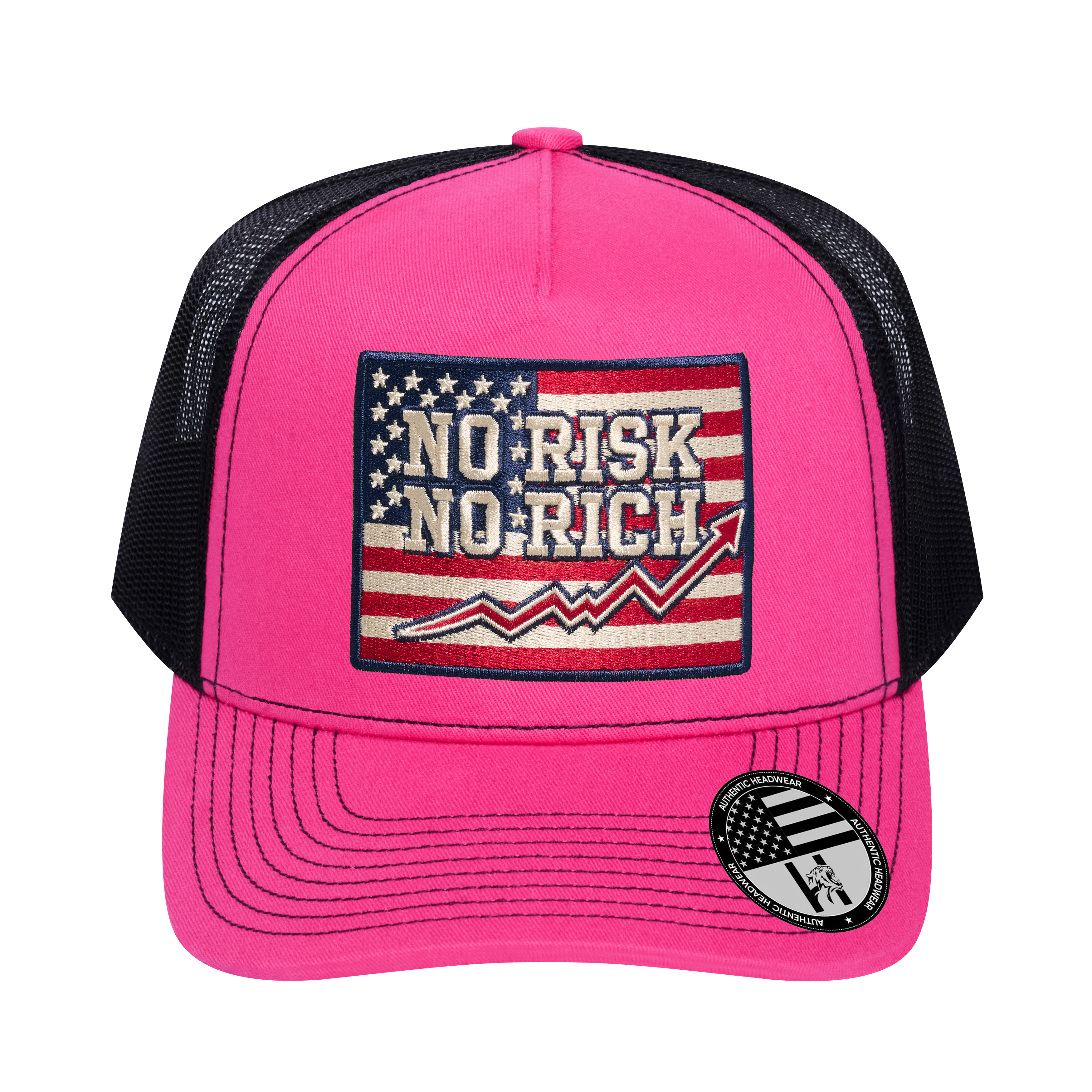 No Risk No Rich US Flag 5-Panel Trucker Hat