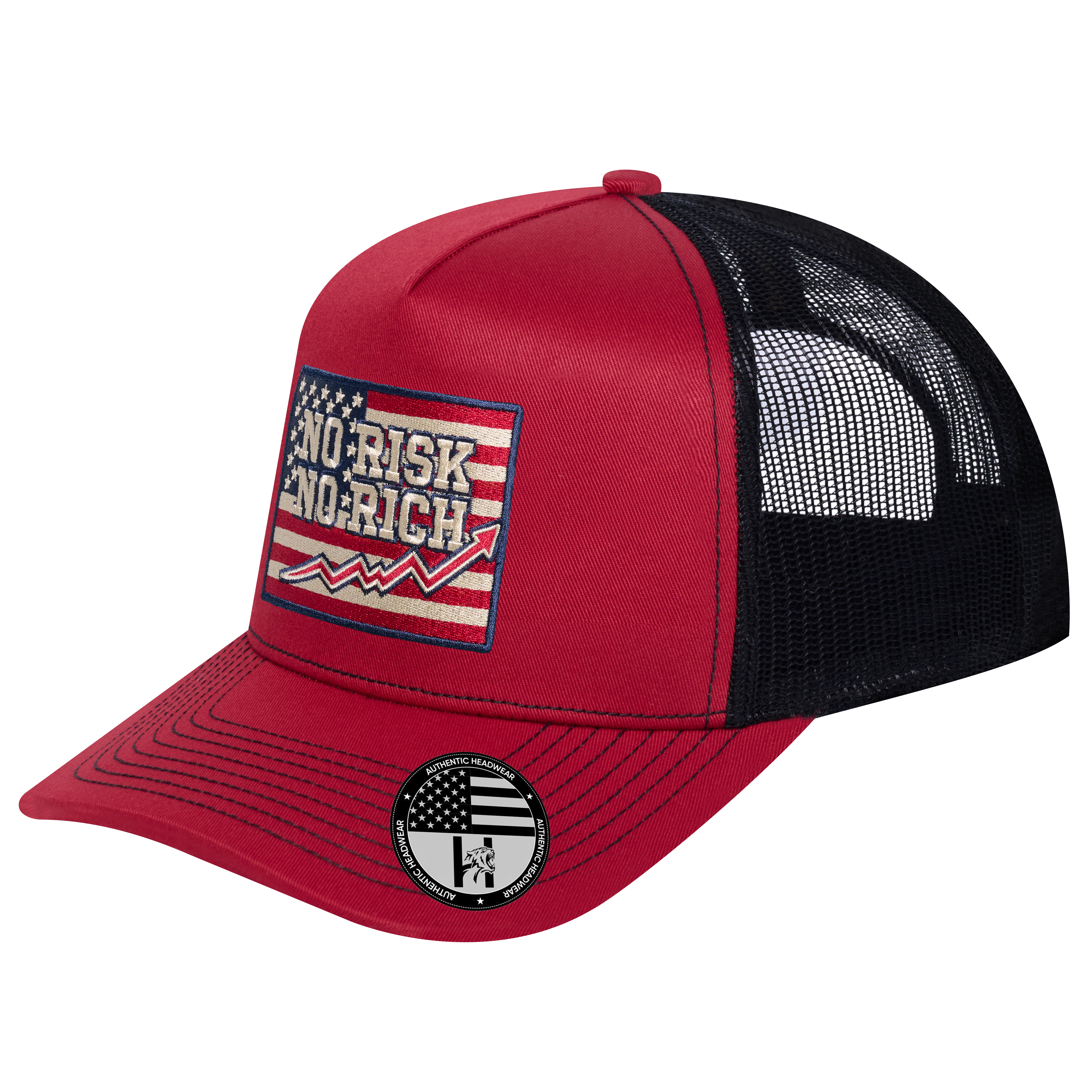 No Risk No Rich US Flag 5-Panel Trucker Hat