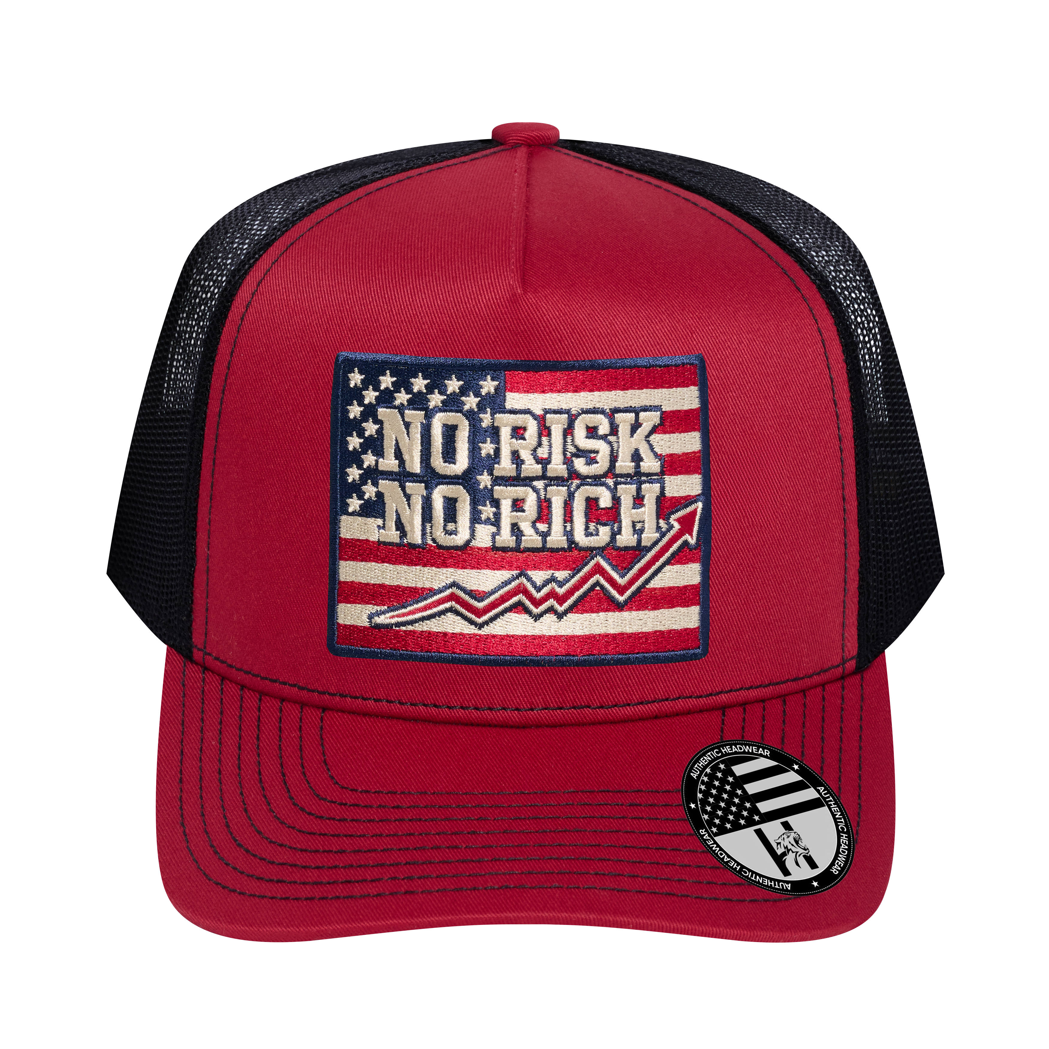 No Risk No Rich US Flag 5-Panel Trucker Hat