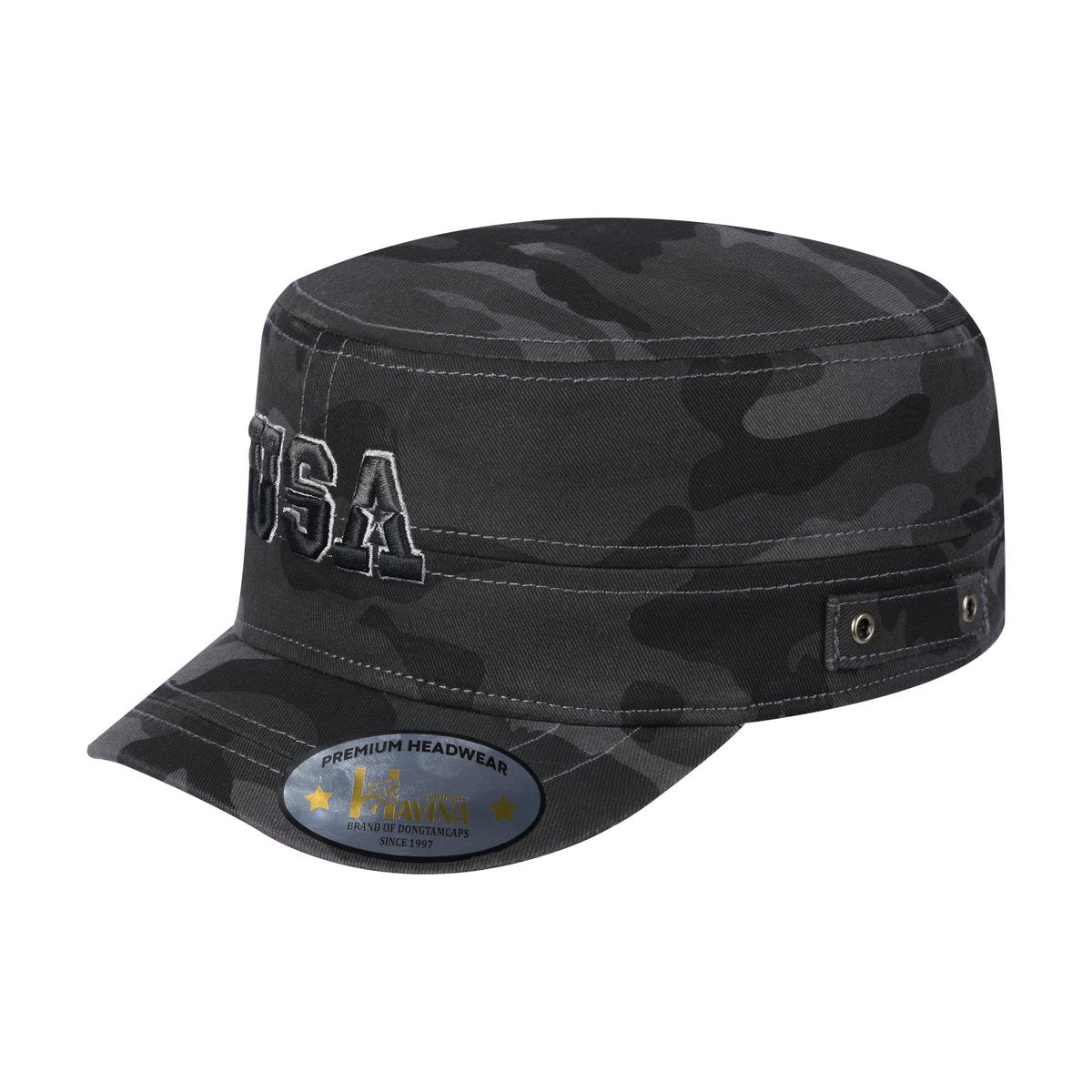 Unisex Embroidered The USA, Military Hat, Black Camo/Black Camo, Adjustable Fit