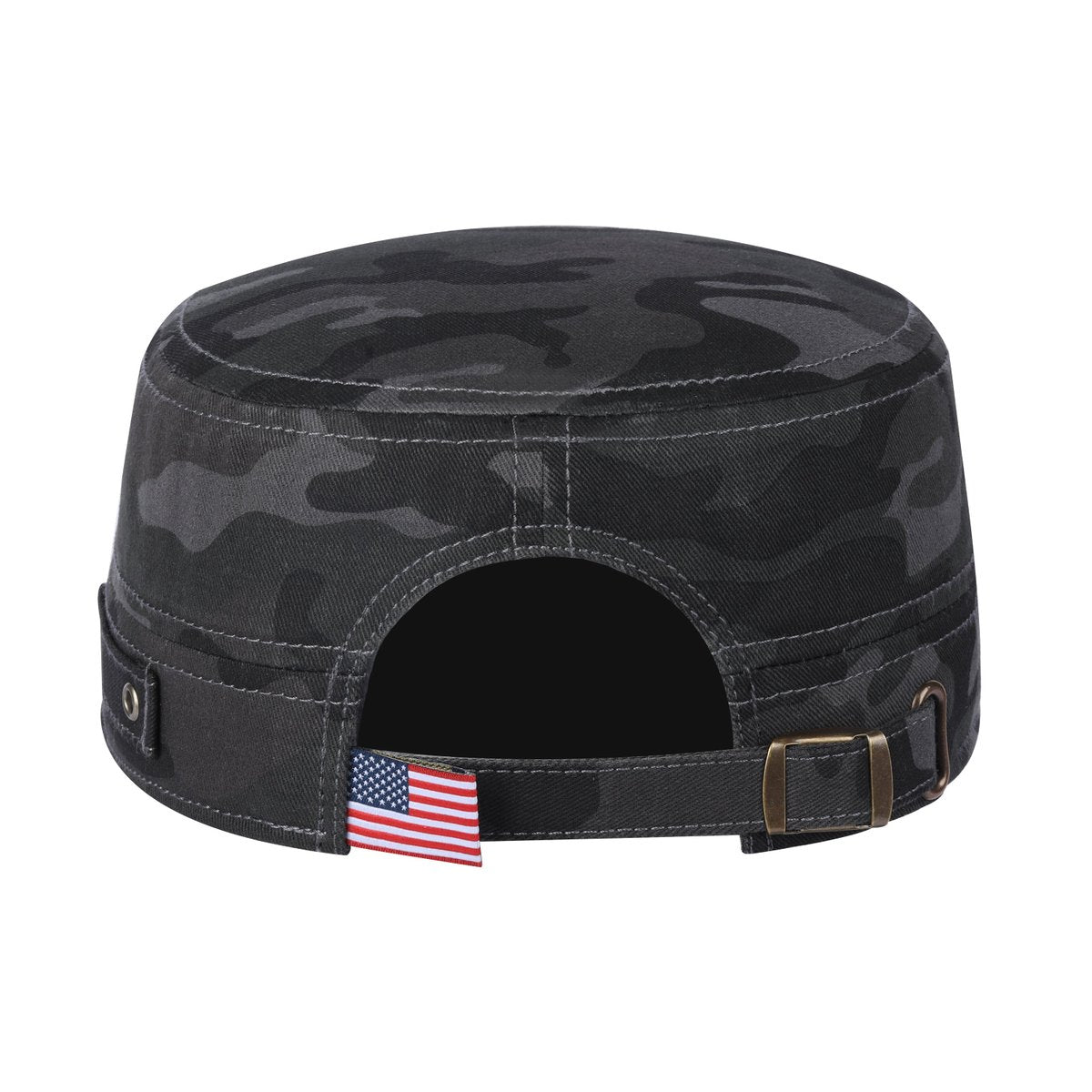 Unisex Rubber The US Flag, Military Hat, Black Camo/Black Camo, Adjustable Fit