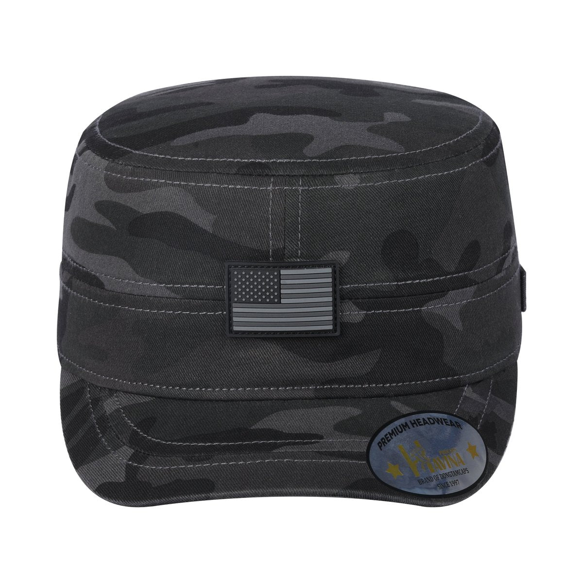 Unisex Rubber The US Flag, Military Hat, Black Camo/Black Camo, Adjustable Fit