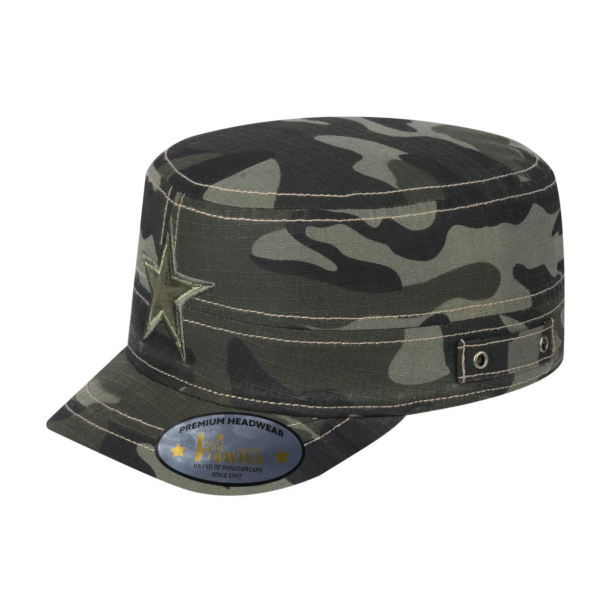 Unisex Embroidered The Star, Military Hat, Green Camo/Green Camo, Adjustable Fit