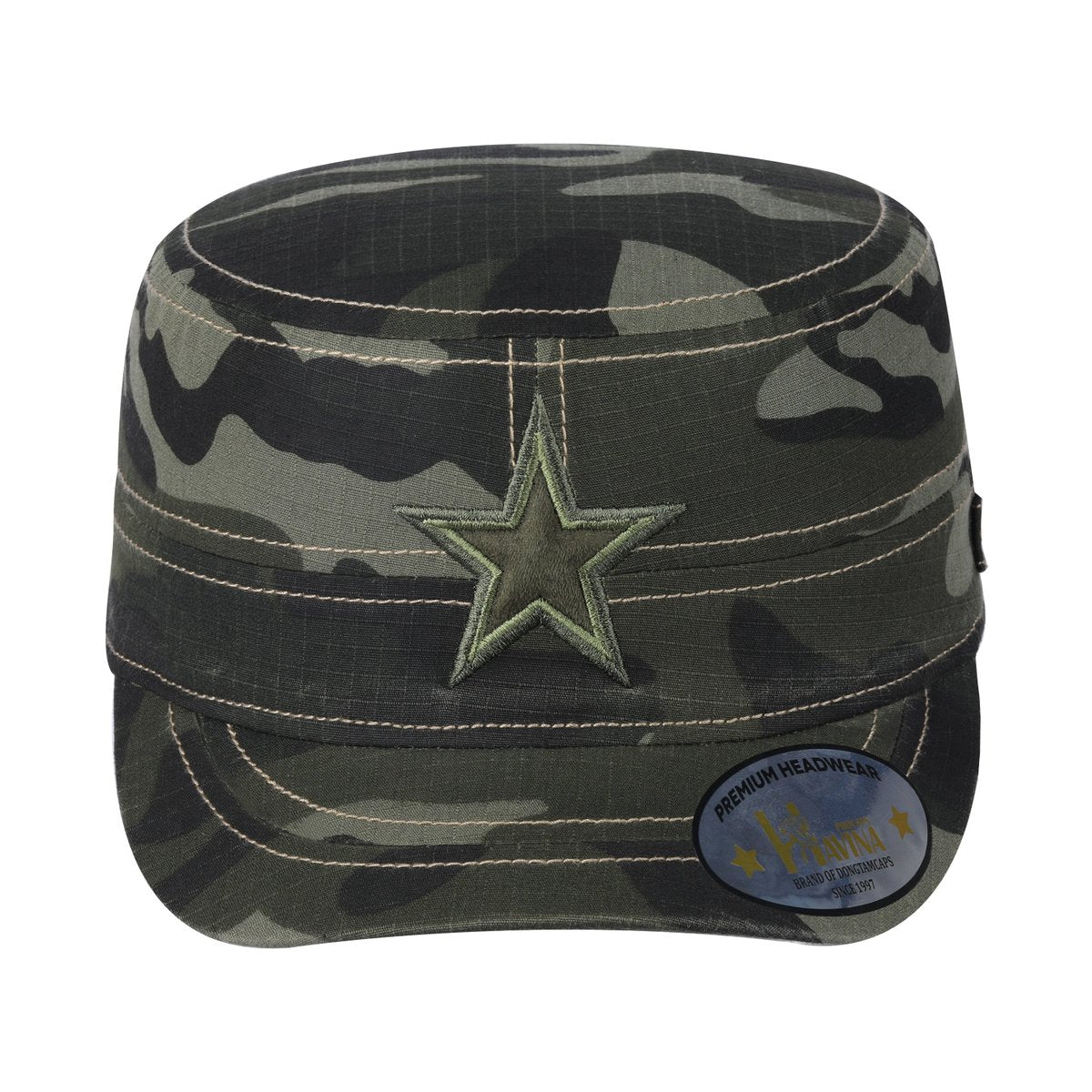 Unisex Embroidered The Star, Military Hat, Green Camo/Green Camo, Adjustable Fit