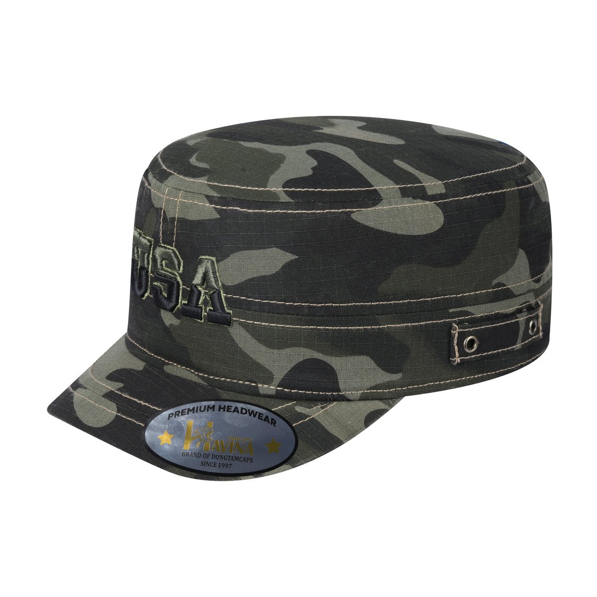 Unisex Embroidered The USA, Military Hat, Green Camo/Green Camo, Adjustable Fit