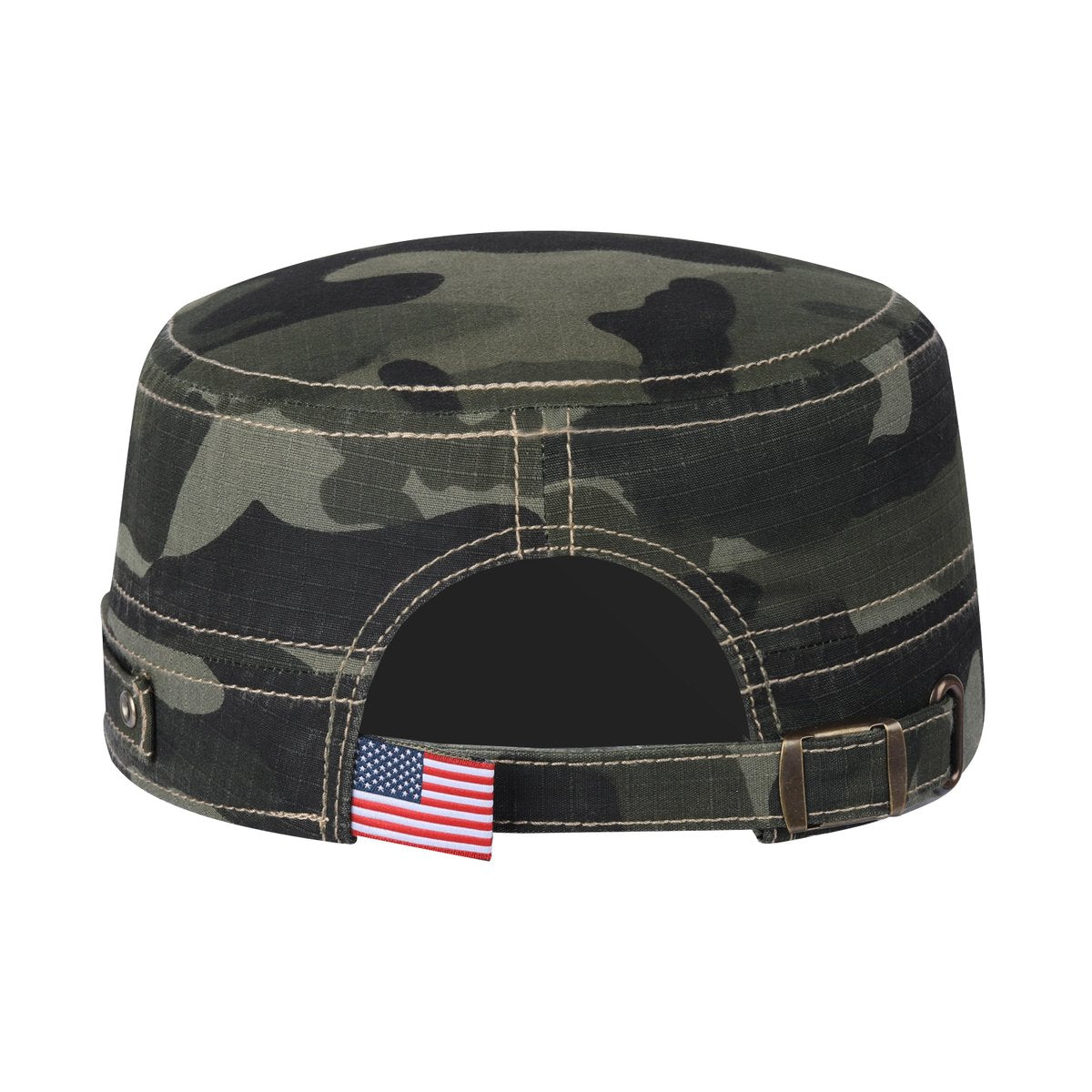 Unisex Rubber The US Flag, Military Hat, Green Camo/Green Camo, Adjustable Fit