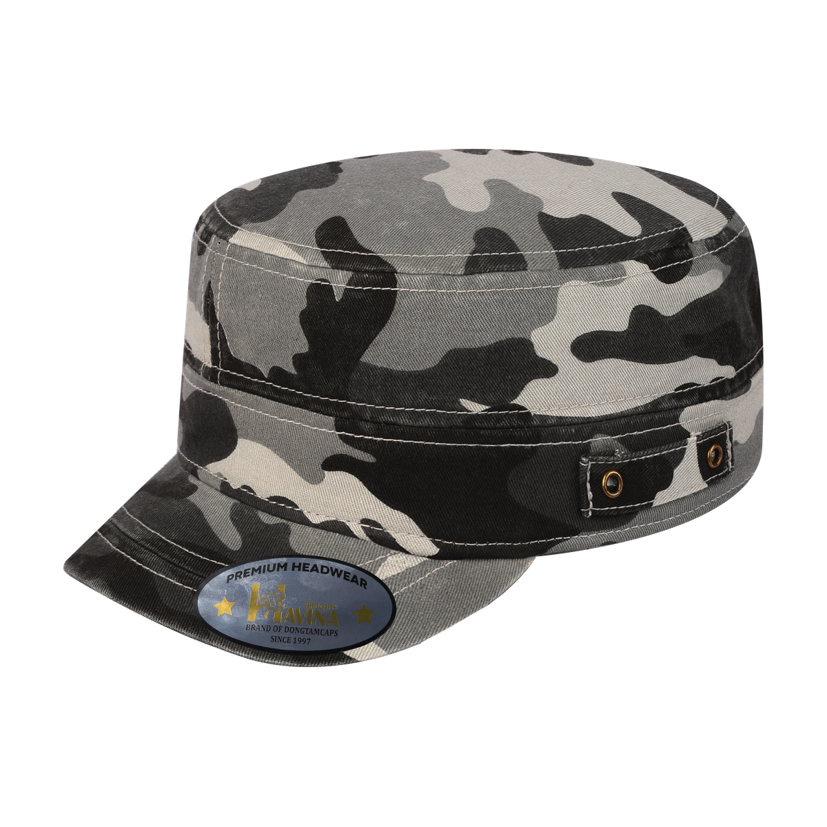 Unisex Blank, Military Hat, Grey Camo/Grey Camo, Adjustable Fit