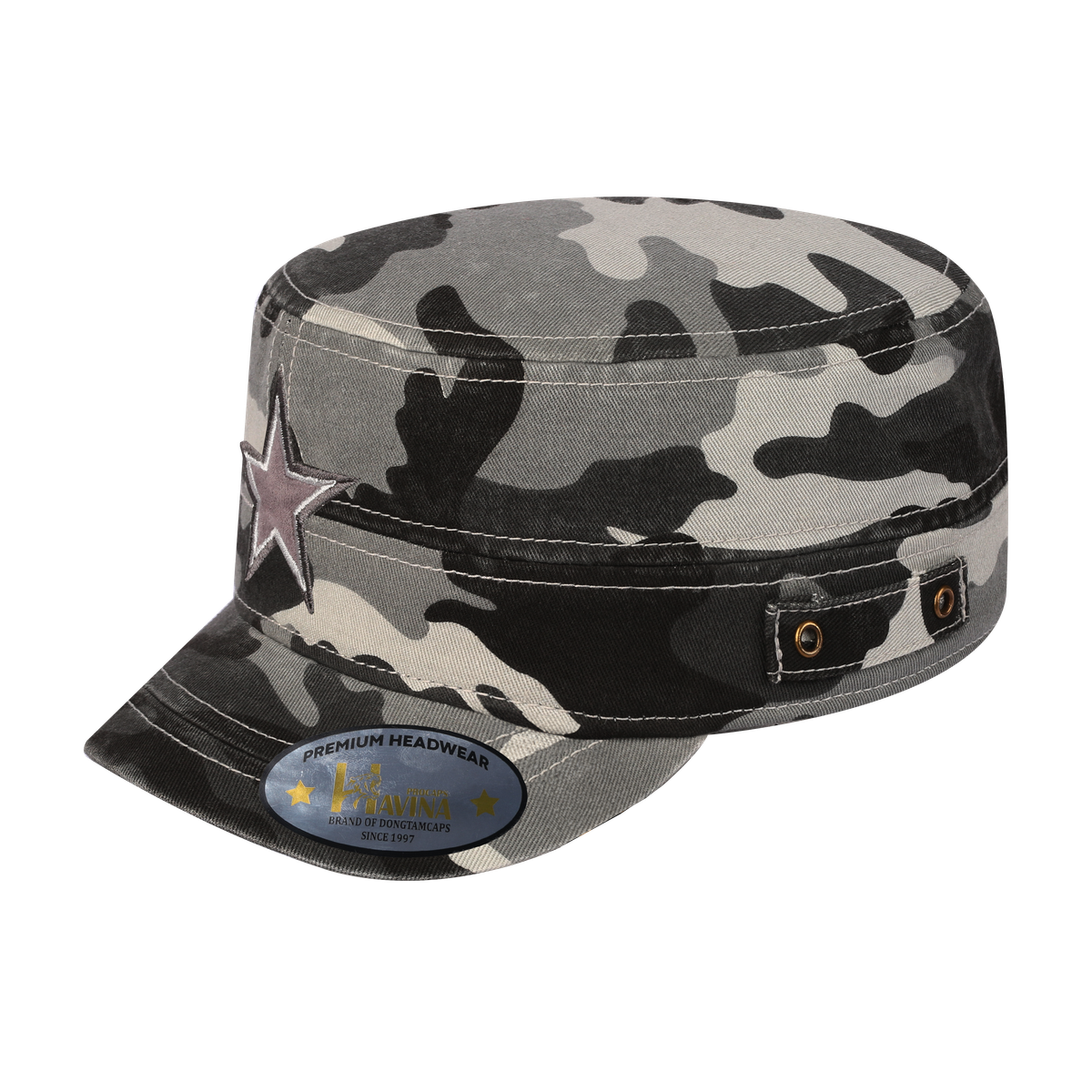 Unisex Embroidered The Star, Military Hat, Grey Camo/Grey Camo, Adjustable Fit