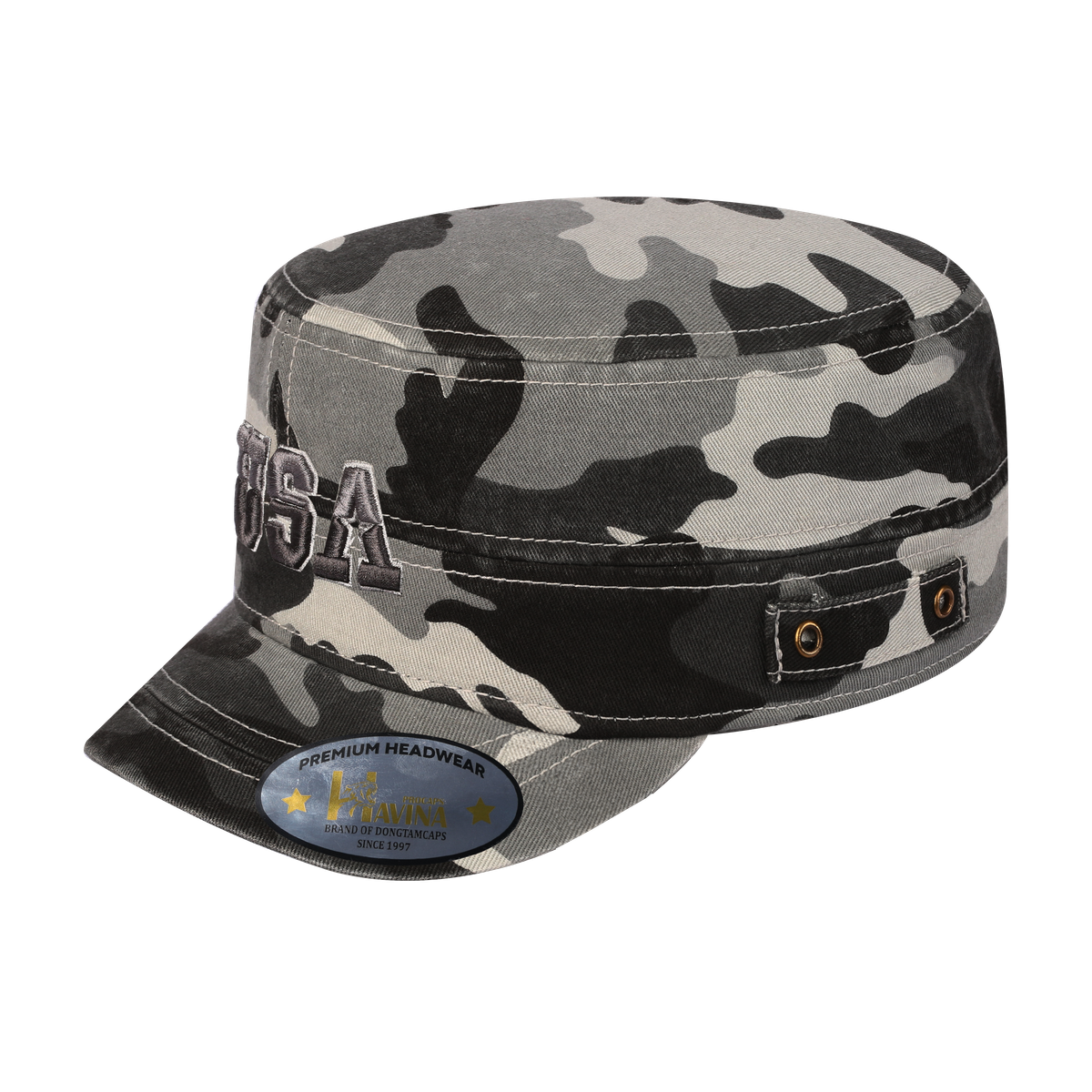 Unisex Embroidered The USA, Military Hat, Grey Camo/Grey Camo, Adjustable Fit