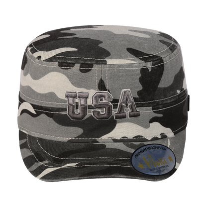 USA Military Hat with Grey Camo front and Grey Camo back