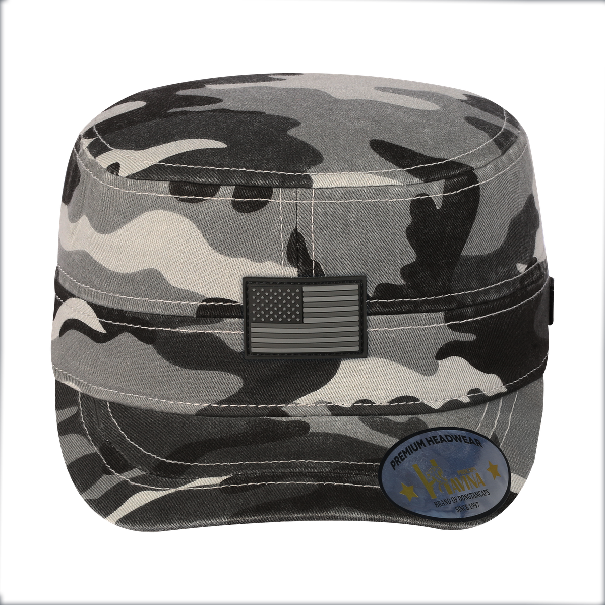 Unisex Rubber The US Flag, Military Hat, Grey Camo/Grey Camo, Adjustable Fit