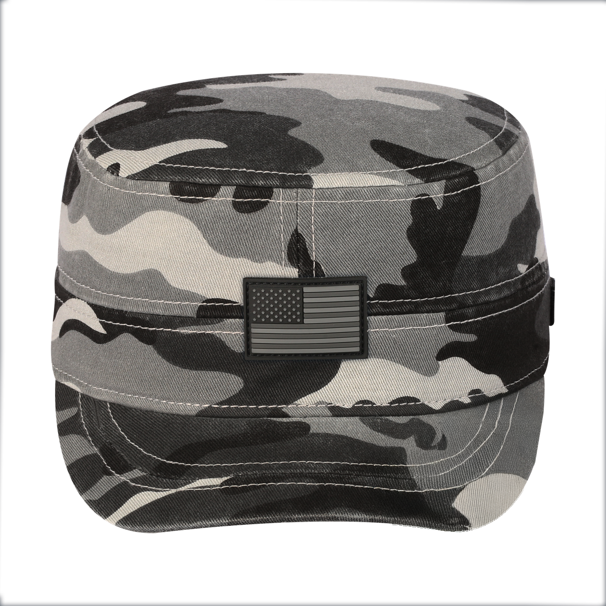 Unisex Rubber The US Flag, Military Hat, Grey Camo/Grey Camo, Adjustable Fit