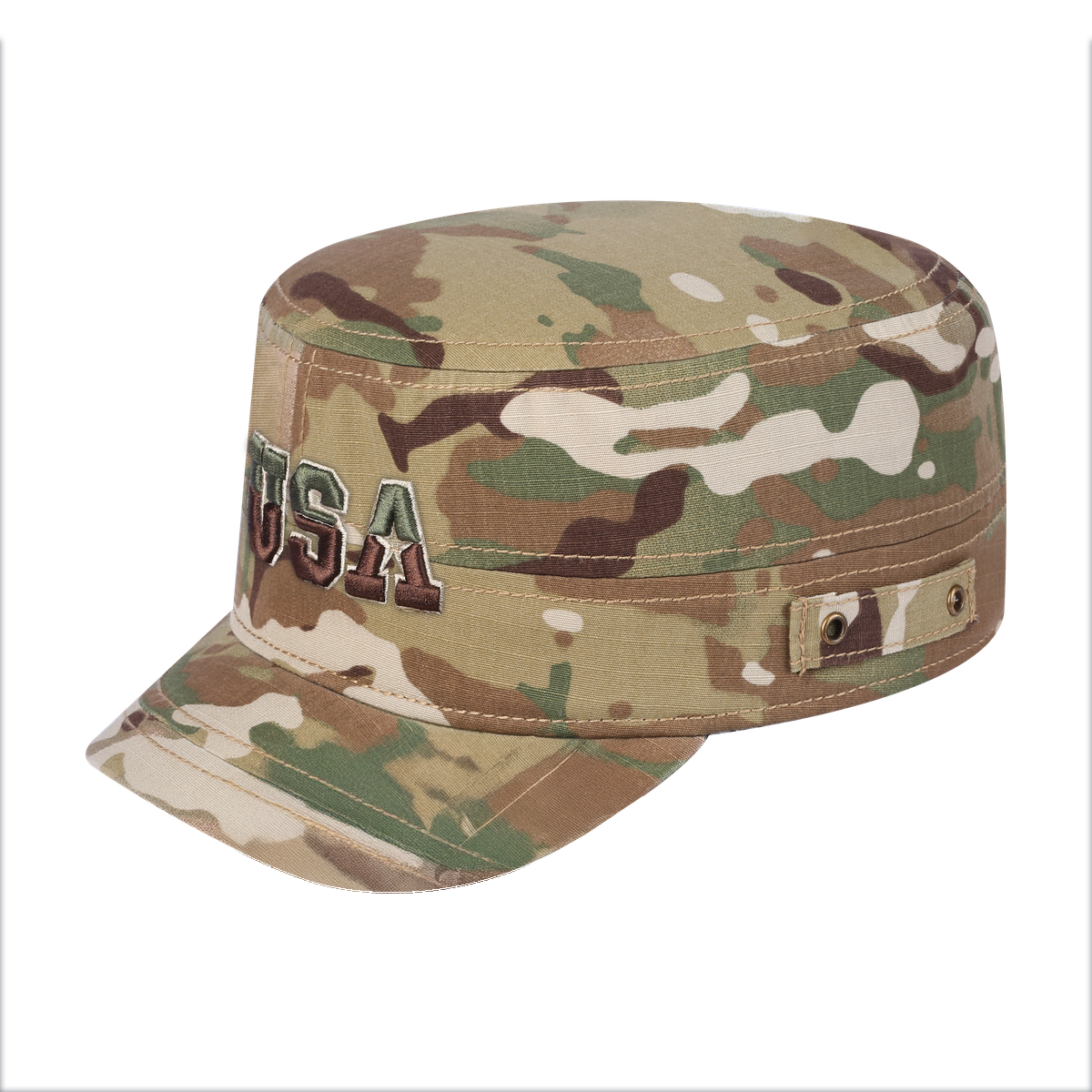 Unisex Embroidered The USA, Military Hat, Khaki Camo/Khaki Camo, Adjustable Fit