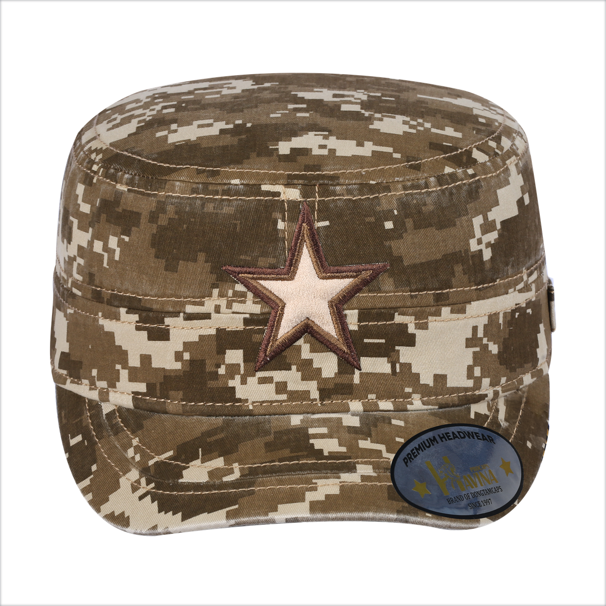 Unisex Embroidered The Star, Military Hat, Khaki Camo 2/Khaki Camo 2, Adjustable Fit