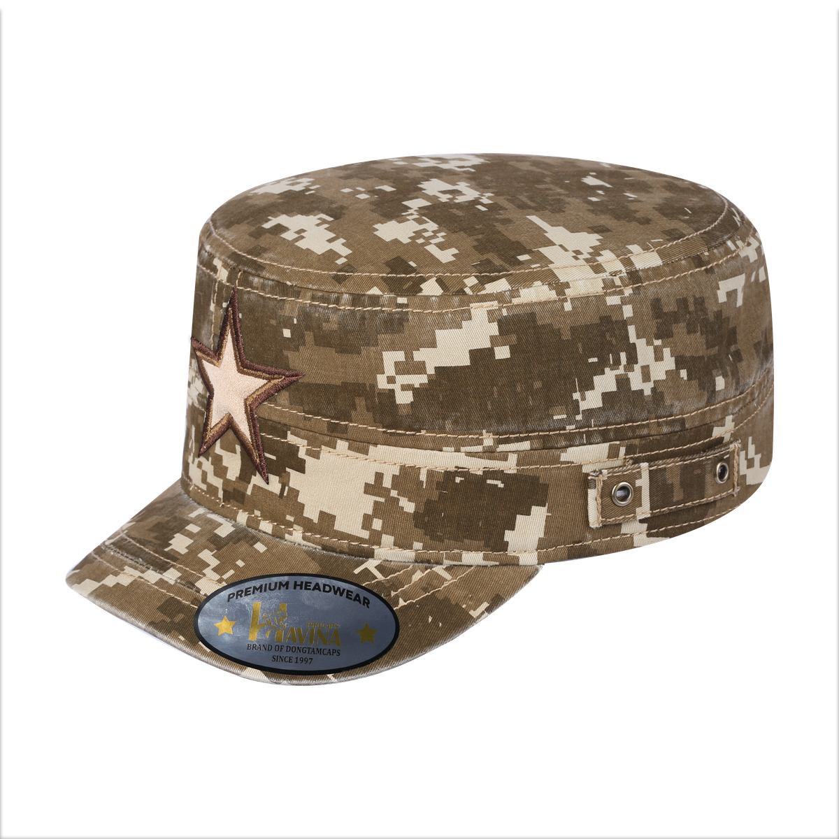 Unisex Embroidered The Star, Military Hat, Khaki Camo 2/Khaki Camo 2, Adjustable Fit