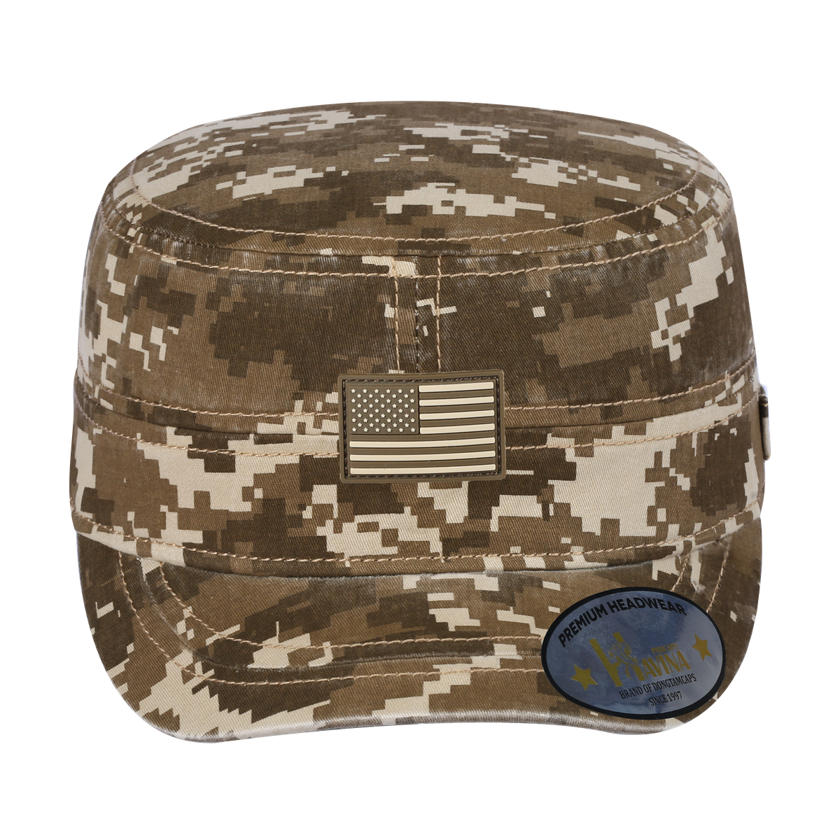 Unisex Rubber The US Flag, Military Hat, Khaki Camo 2/Khaki Camo 2, Adjustable Fit