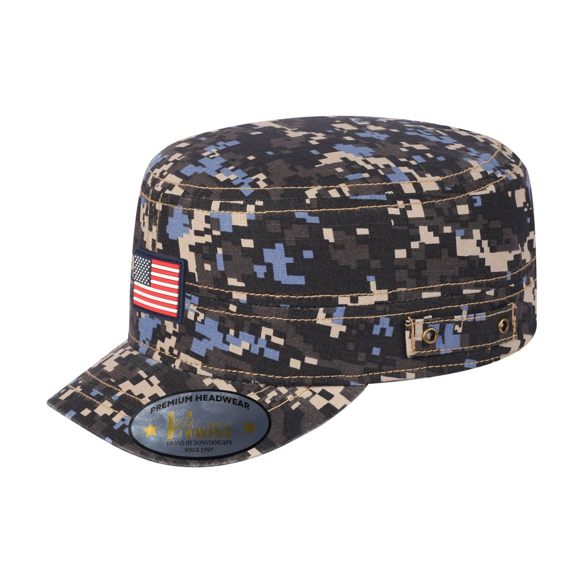 Unisex Rubber The US Flag, Military Hat, Navy Camo/Navy Camo, Adjustable Fit