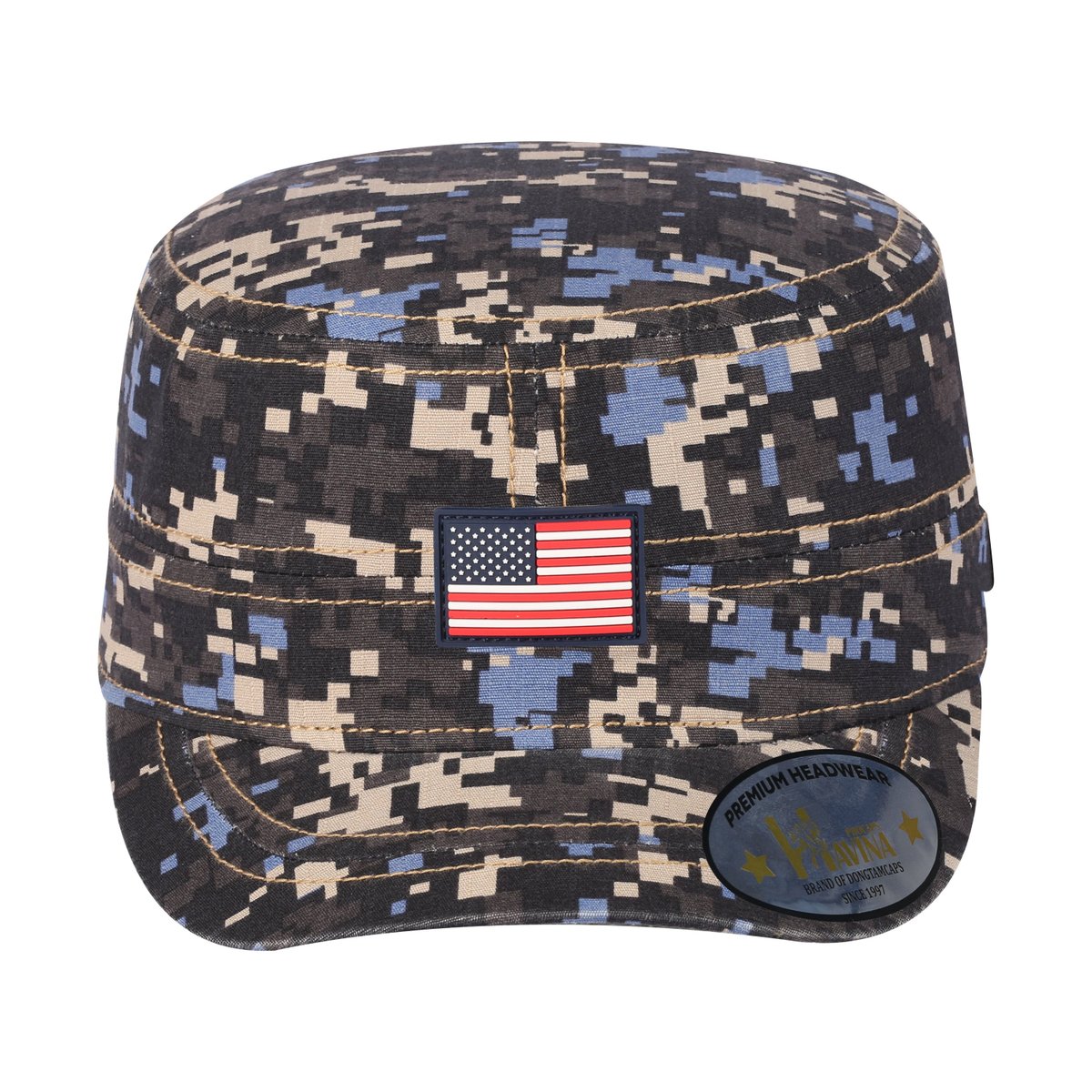 Unisex Rubber The US Flag, Military Hat, Navy Camo/Navy Camo, Adjustable Fit