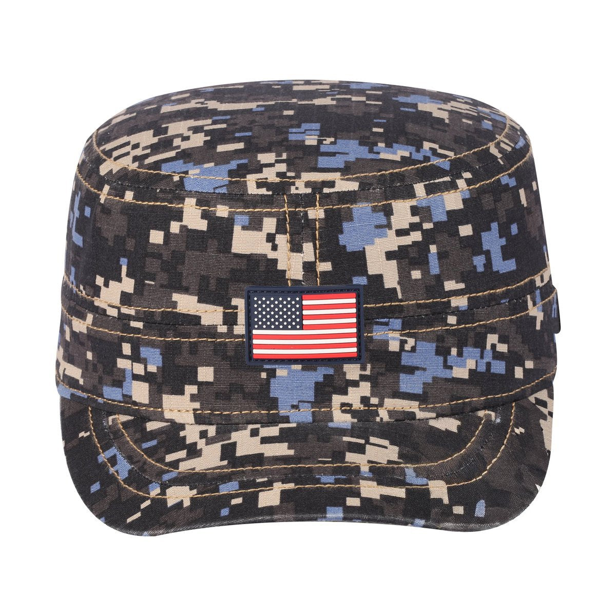 Unisex Rubber The US Flag, Military Hat, Navy Camo/Navy Camo, Adjustable Fit