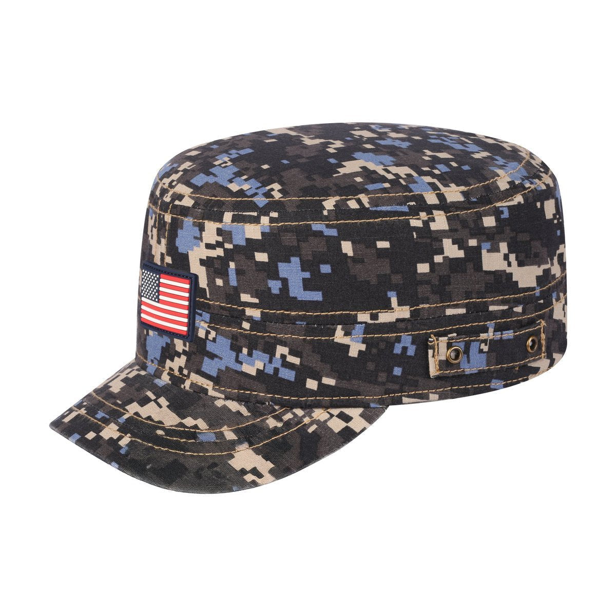 Unisex Rubber The US Flag, Military Hat, Navy Camo/Navy Camo, Adjustable Fit