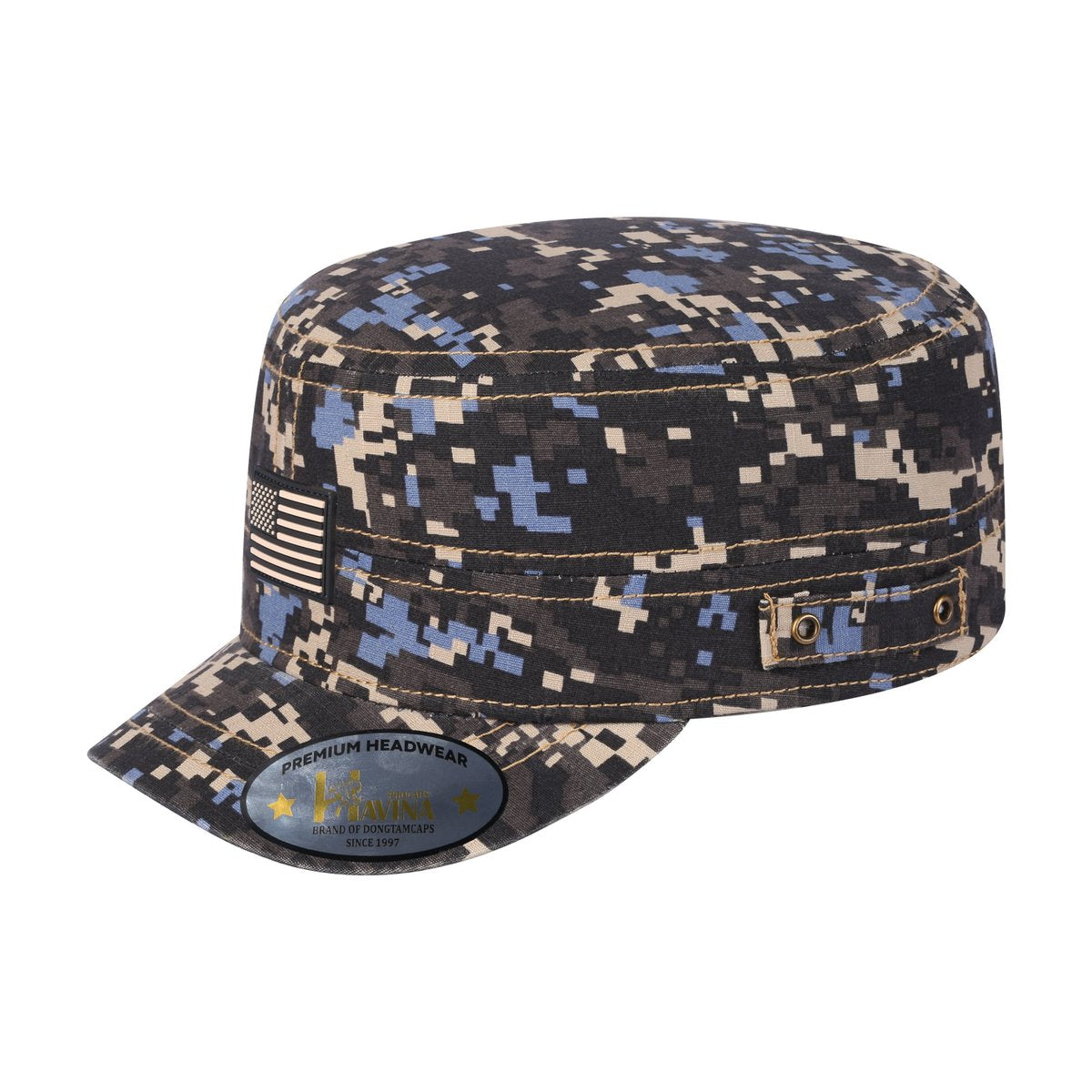 Unisex Rubber The US Flag, Military Hat, Navy Camo 2/Navy Camo 2, Adjustable Fit