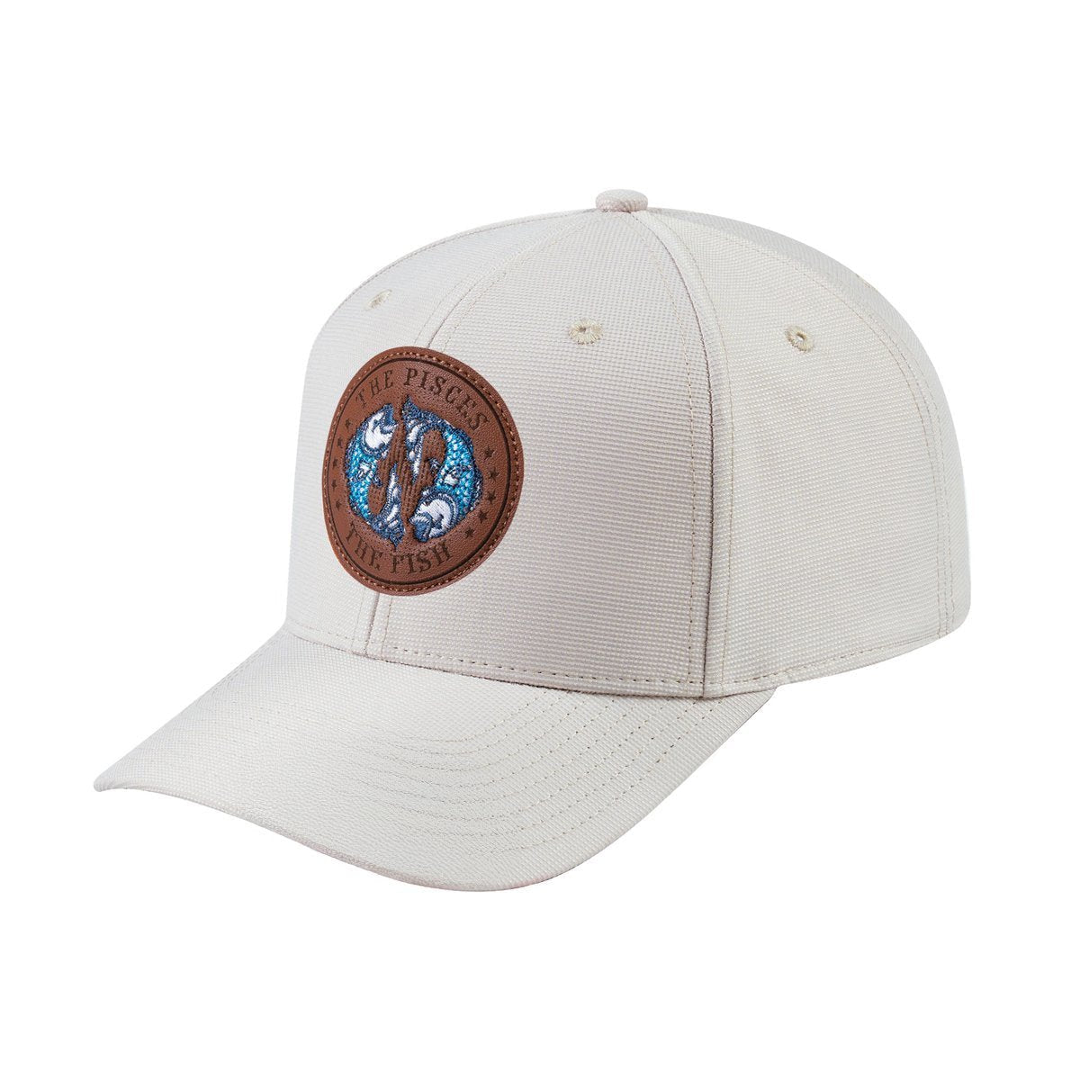 Unisex V2 Embroidered And Laser-Engraved Pisces Zodiac (February 19, March 20), 6-Panel Baseball Cap, Beige/Beige, Adjustable Fit